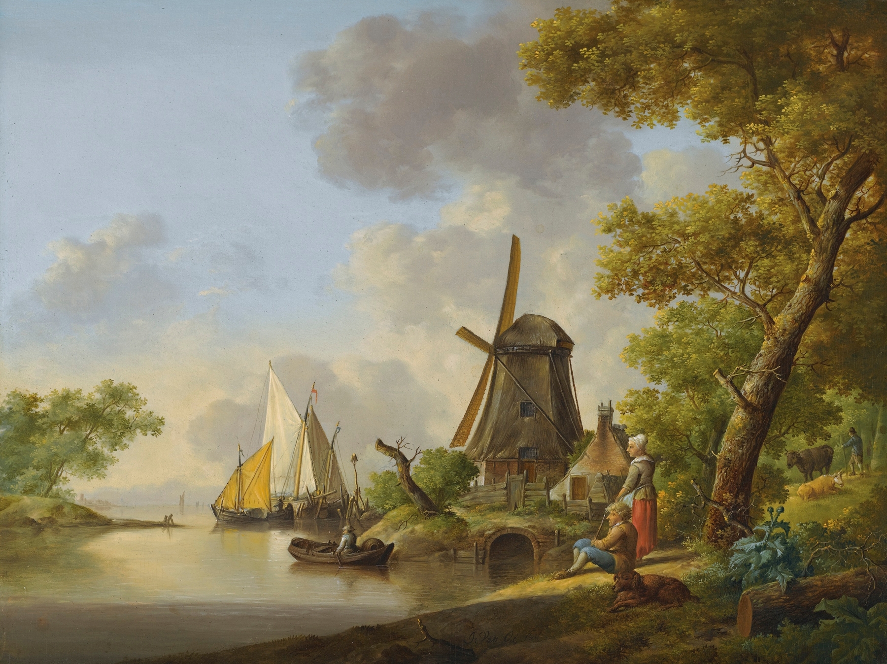A Summer Landscape by Jan Van Os, depicting a vibrant landscape with trees and sunlight.