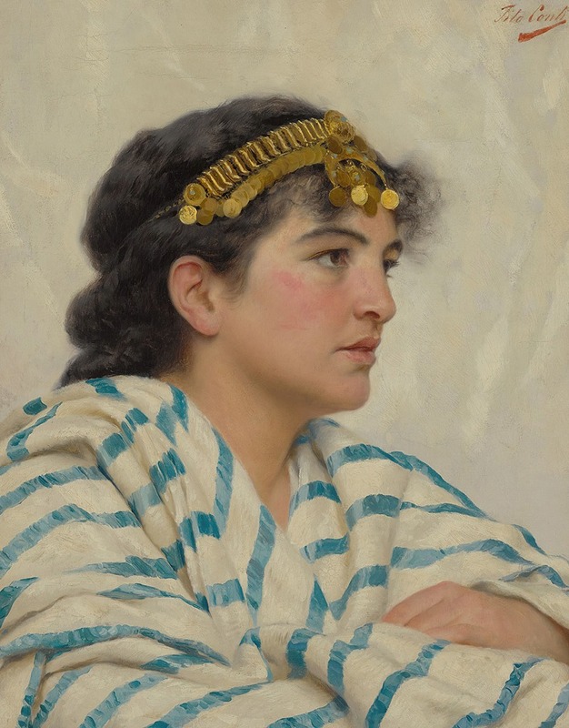 A captivating depiction of an odalisque by Tito Conti.