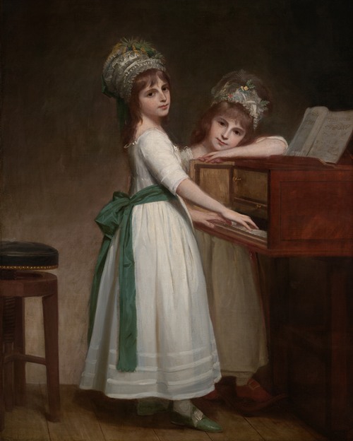 A portrait of two young girls, Maria and Catherine, by George Romney.