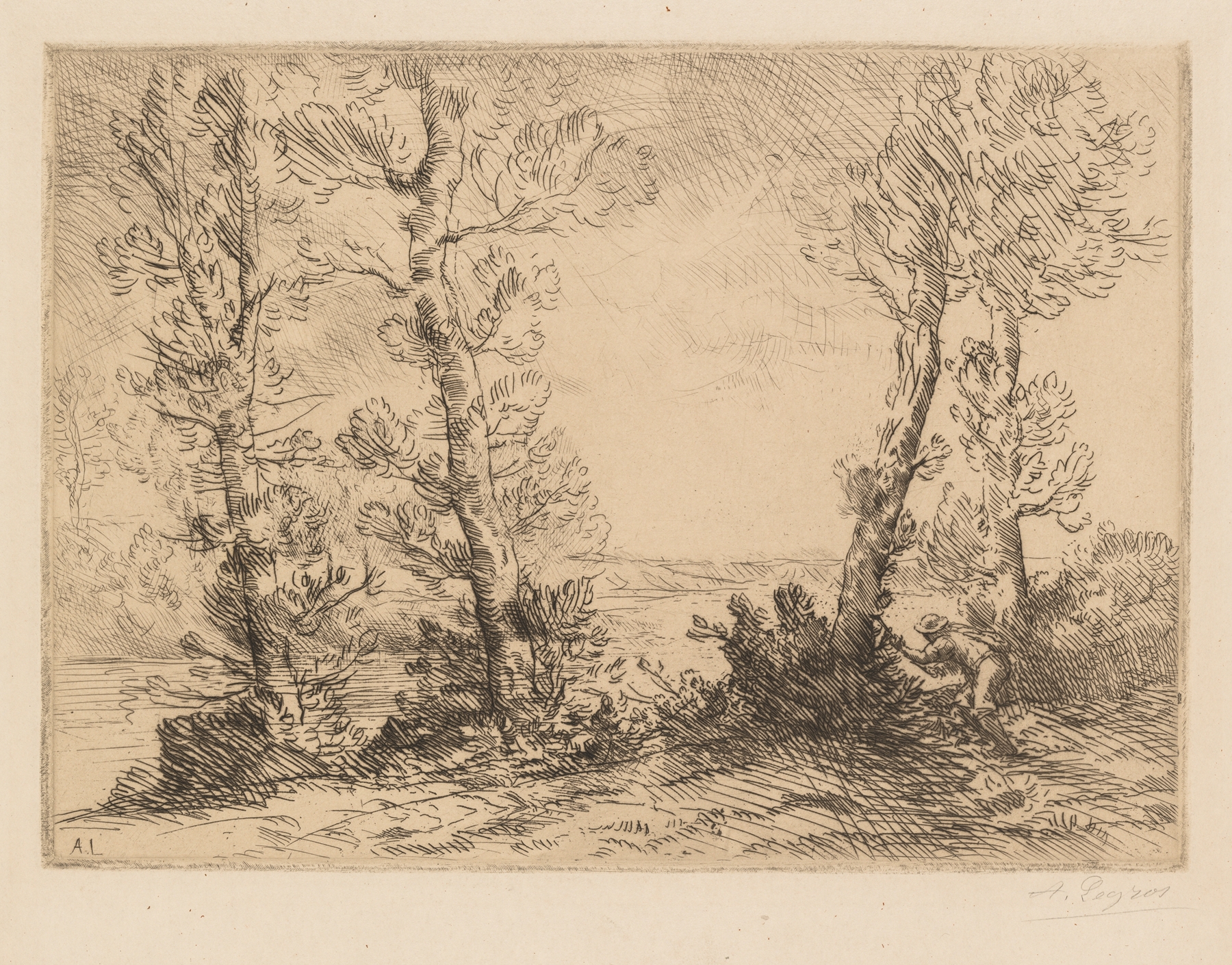 The Salmon Fisherman (Le Pêcheur du Saumon), by Alphonse Legros, public domain