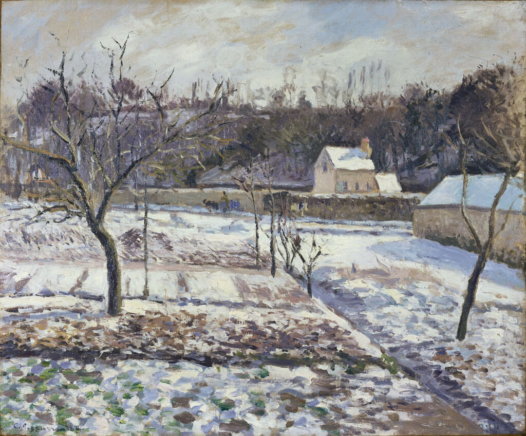 The Hermitage, Effect of Snow, by Camille Pissarro, public domain