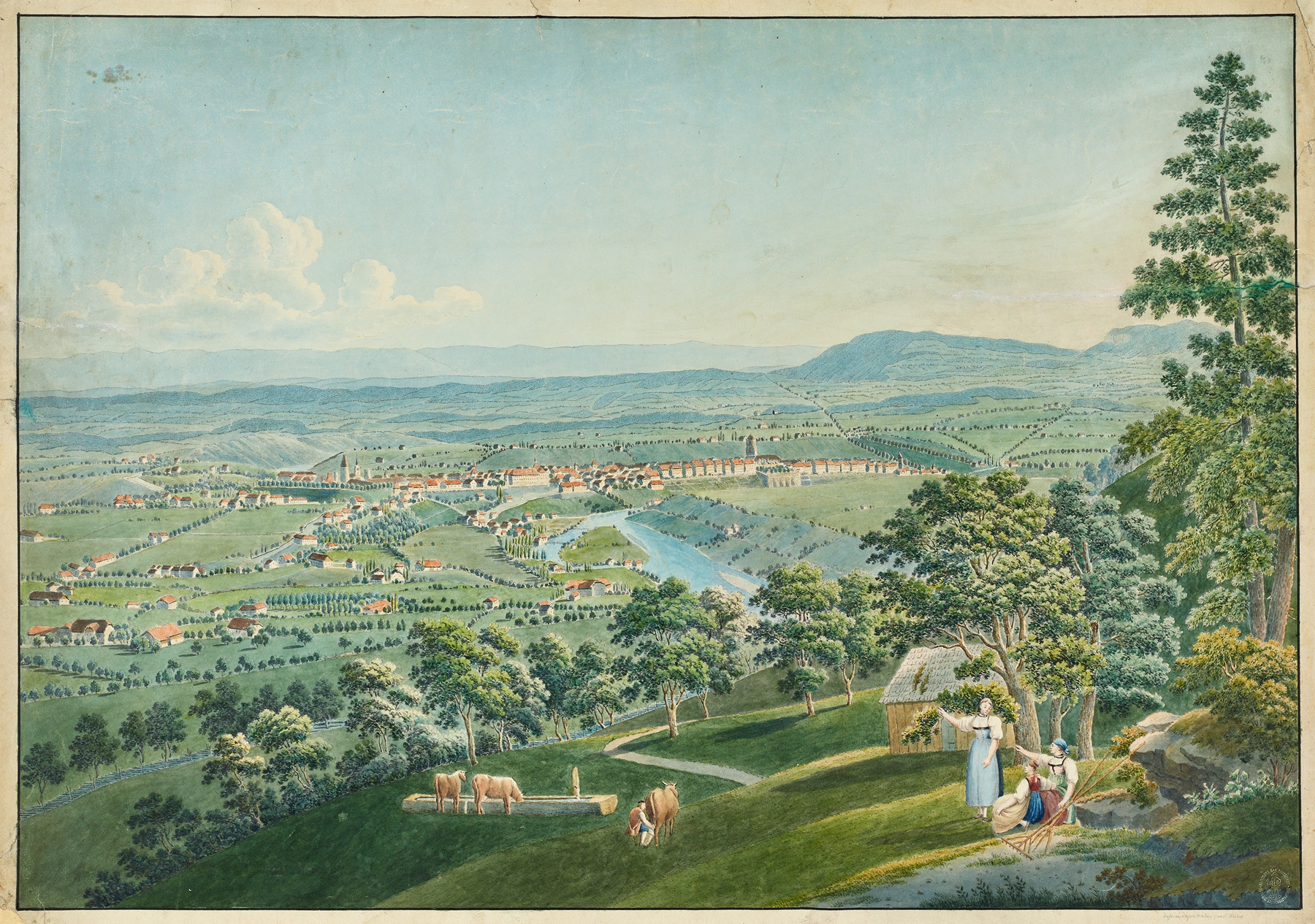 Ansicht Berns und der Aare vom Gurten aus, by Jakob Samuel Weibel, public domain