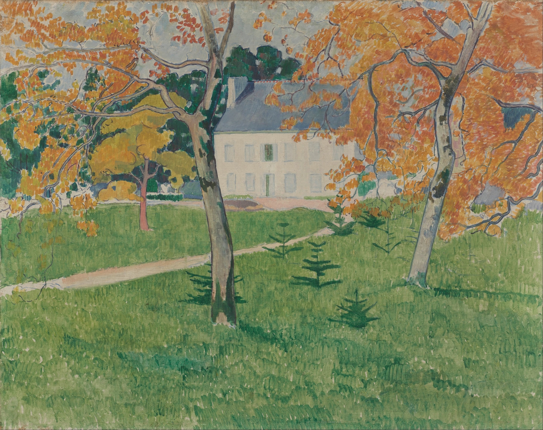 House among trees; Pont-Aven by Emile Bernard, oil on canvas
