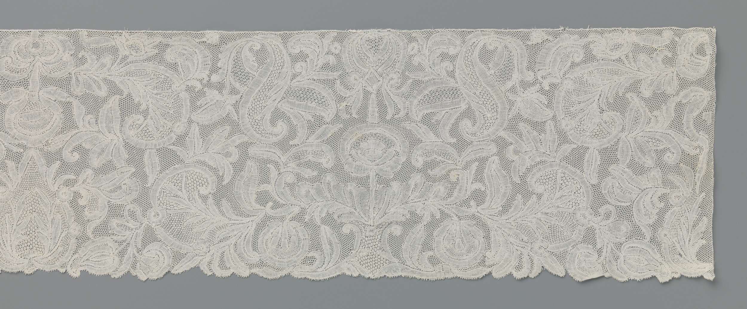 Delicate lacework featuring floral and droplet designs by Unknown Artist