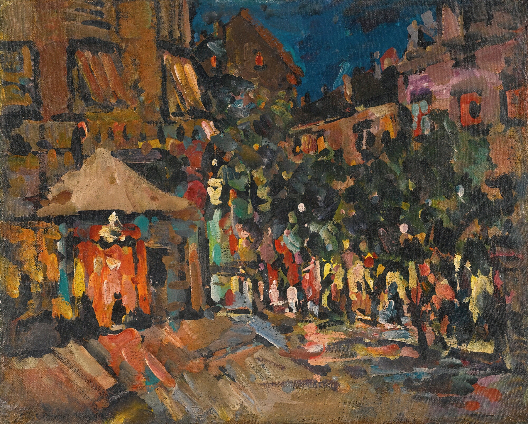Night scene in Paris, oil on canvas by Konstantin Alexeevich Korovin