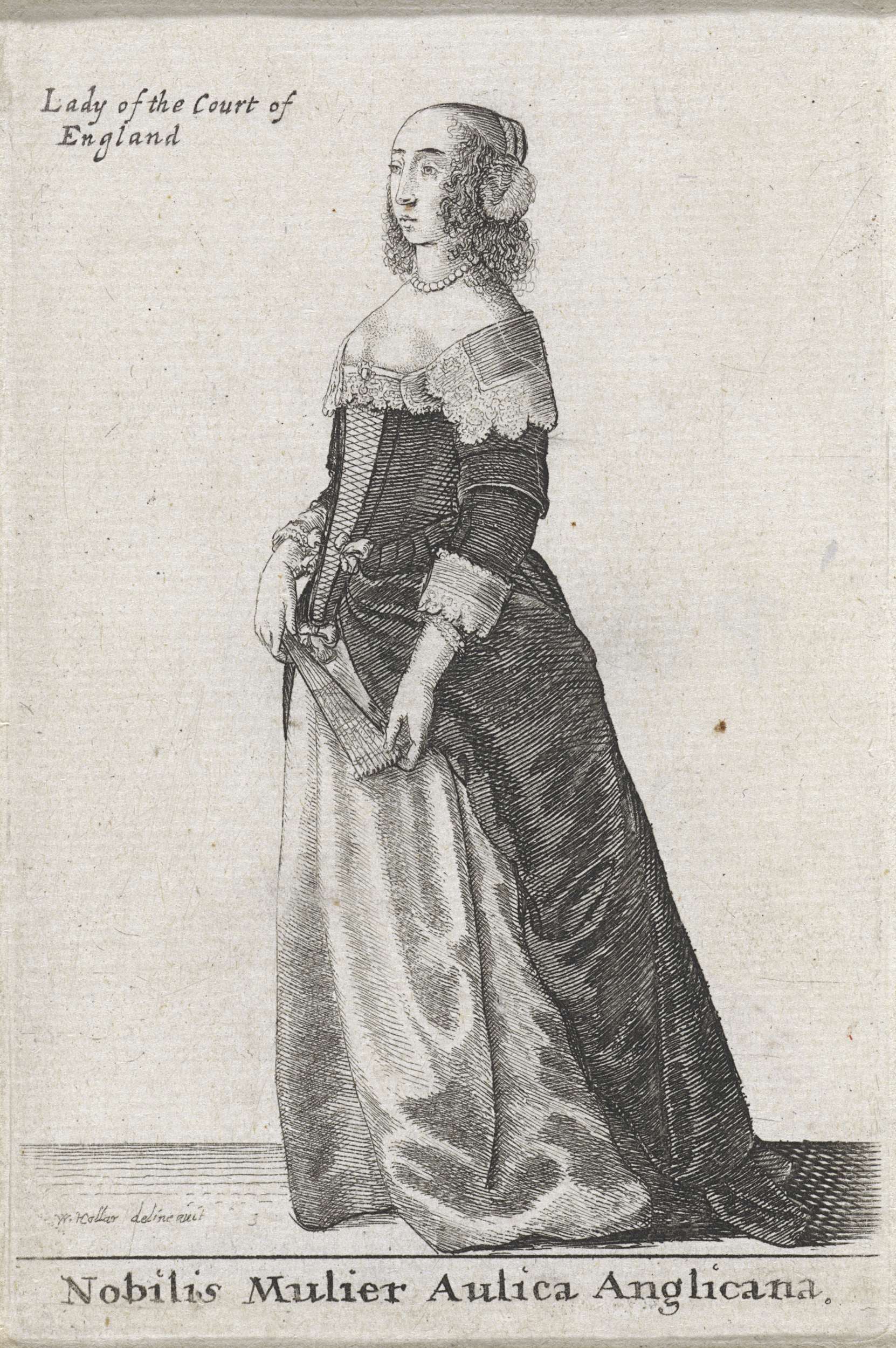 Portrait of a woman in a lace collar, etching by Wenceslaus Hollar