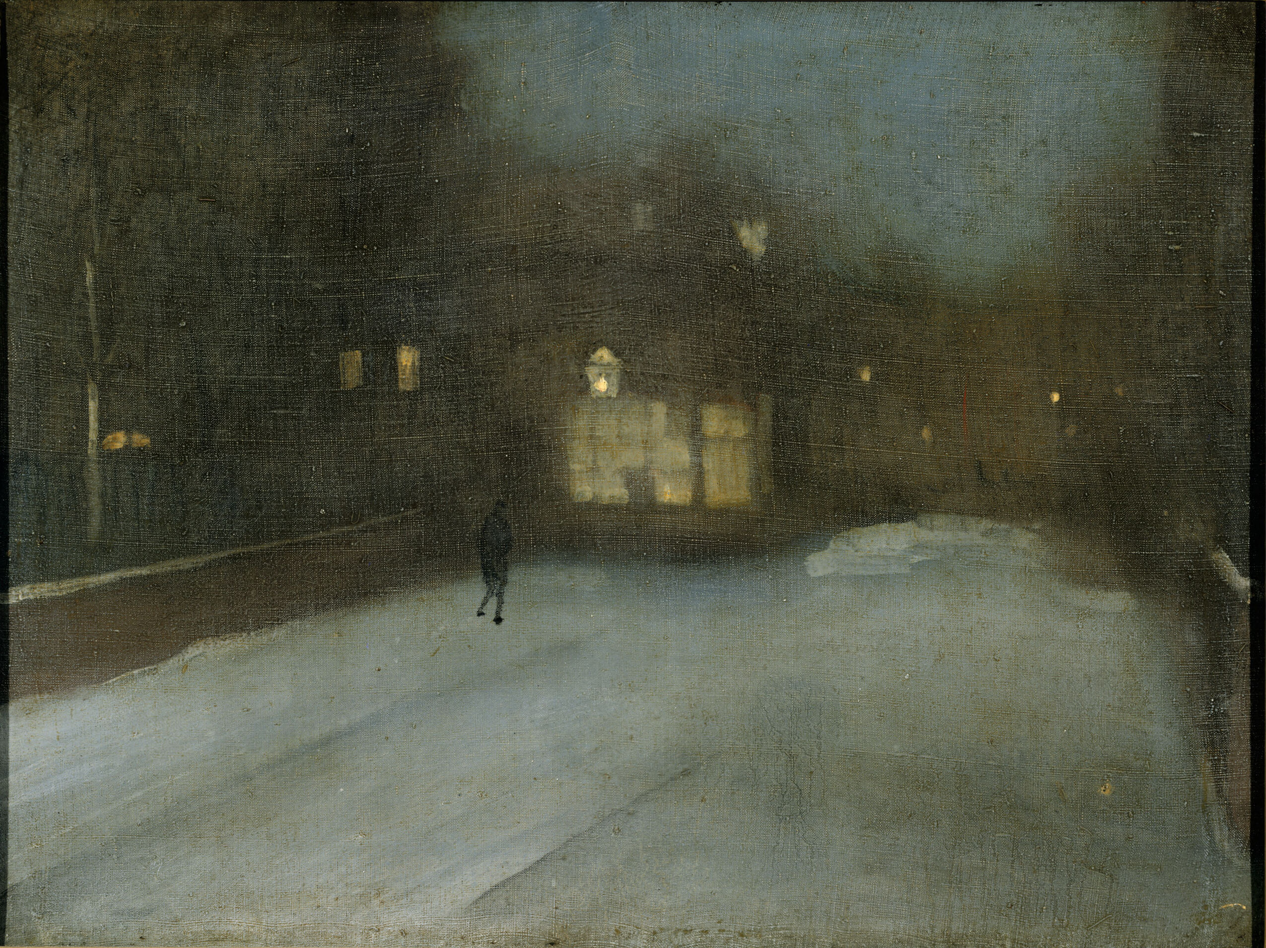 Nocturne in Grey and Gold: Chelsea Snow, by James Abbott McNeill Whistler, public domain