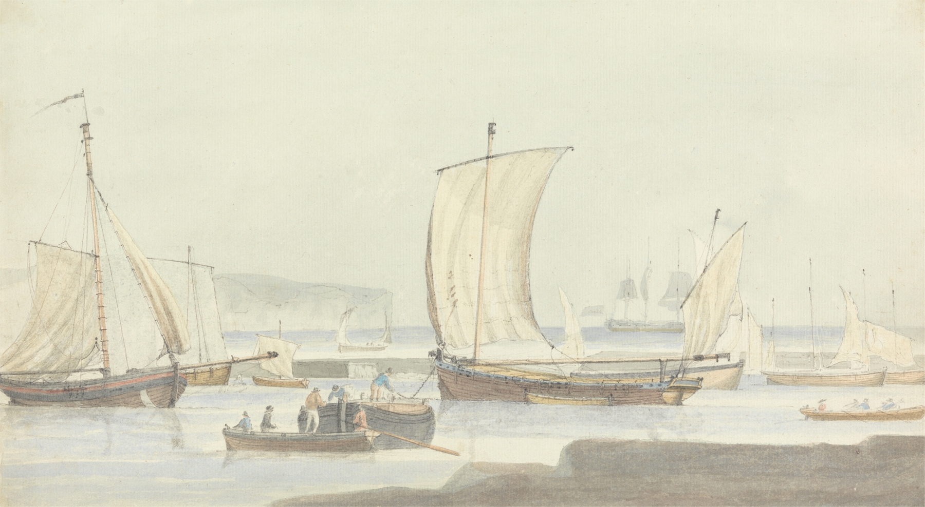 Harbor Scene, by Dominic Serres, public domain