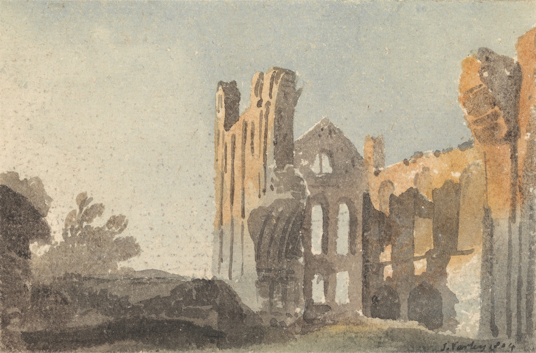 Kirkstall Abbey near Leeds, by John Varley, public domain