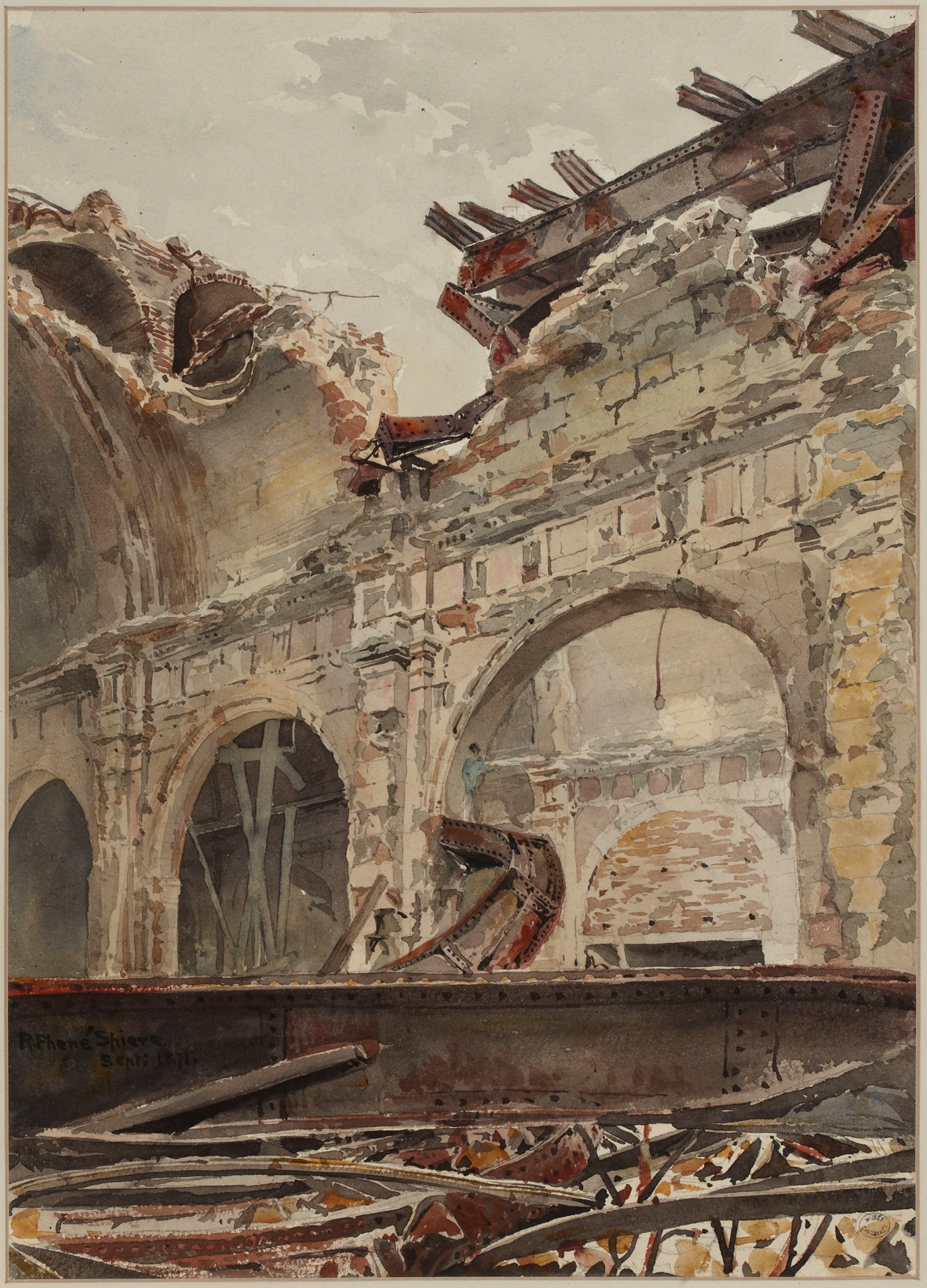 Ruines du Palais de Justice, salle des Pas-Perdus, après l’incendie de 1871., by Richard Phené Spiers, public domain