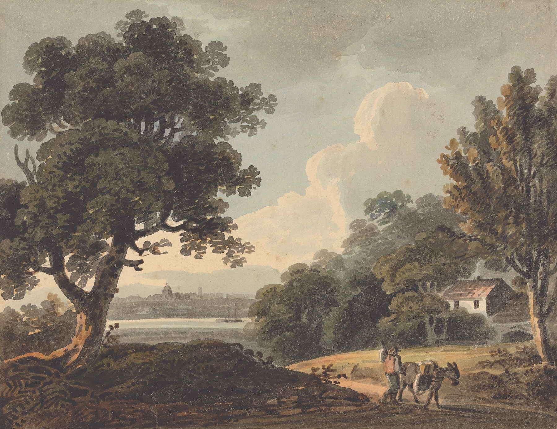 Landscape with a Distant View of London by John Henry Campbell, oil painting