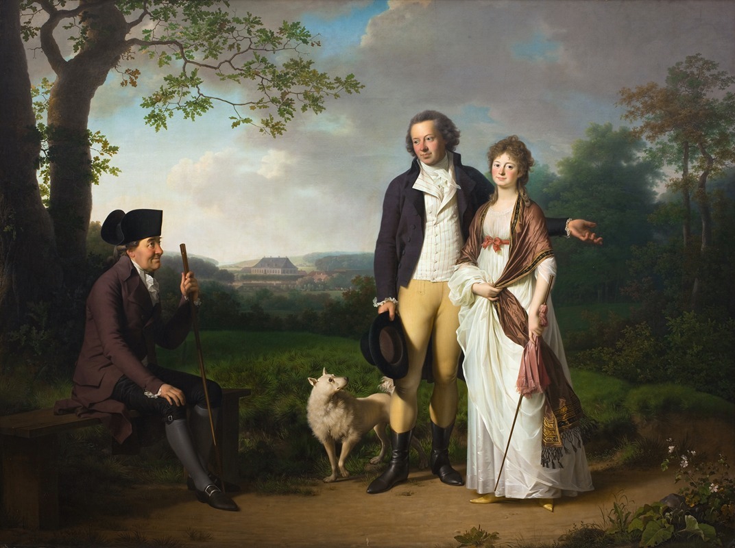 A portrait of Niels Ryberg with his son and daughter-in-law by Jens Juel.