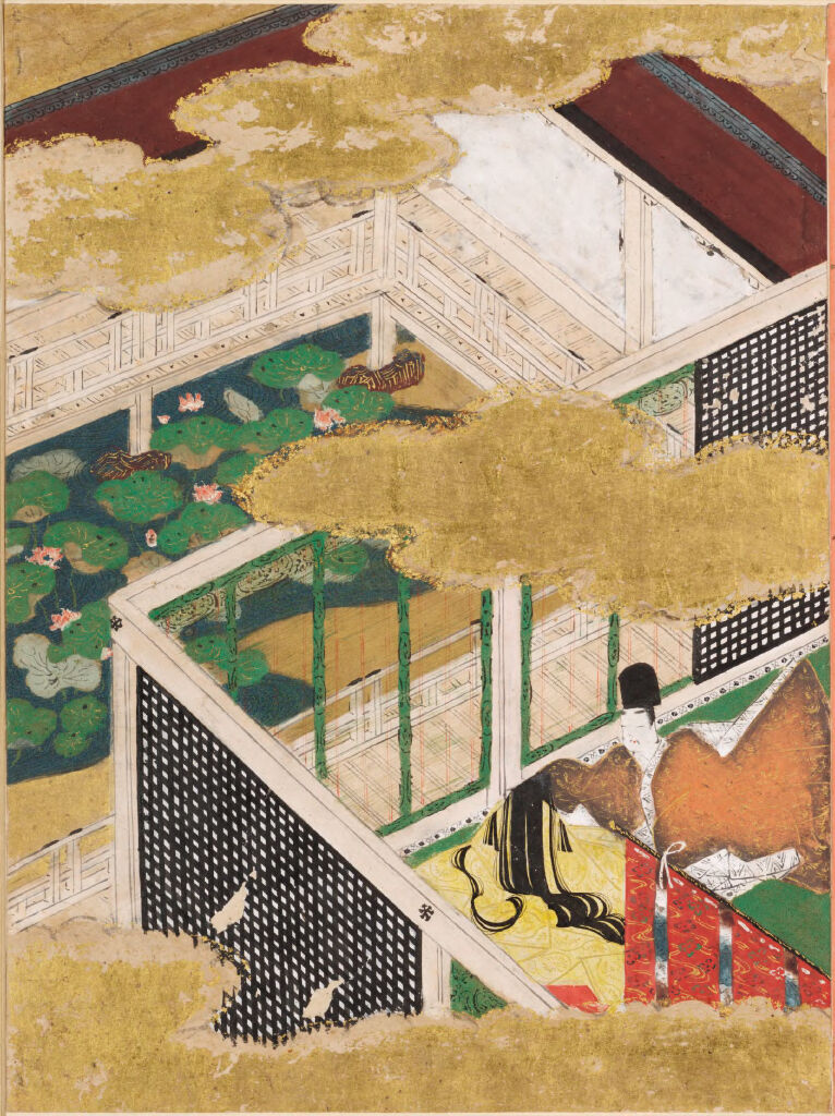 Spring Shoots II (Wakana: ge), Illustration to Chapter 35 of the Tale of Genji (Genji monogatari), by Tosa Mitsunobu, public domain