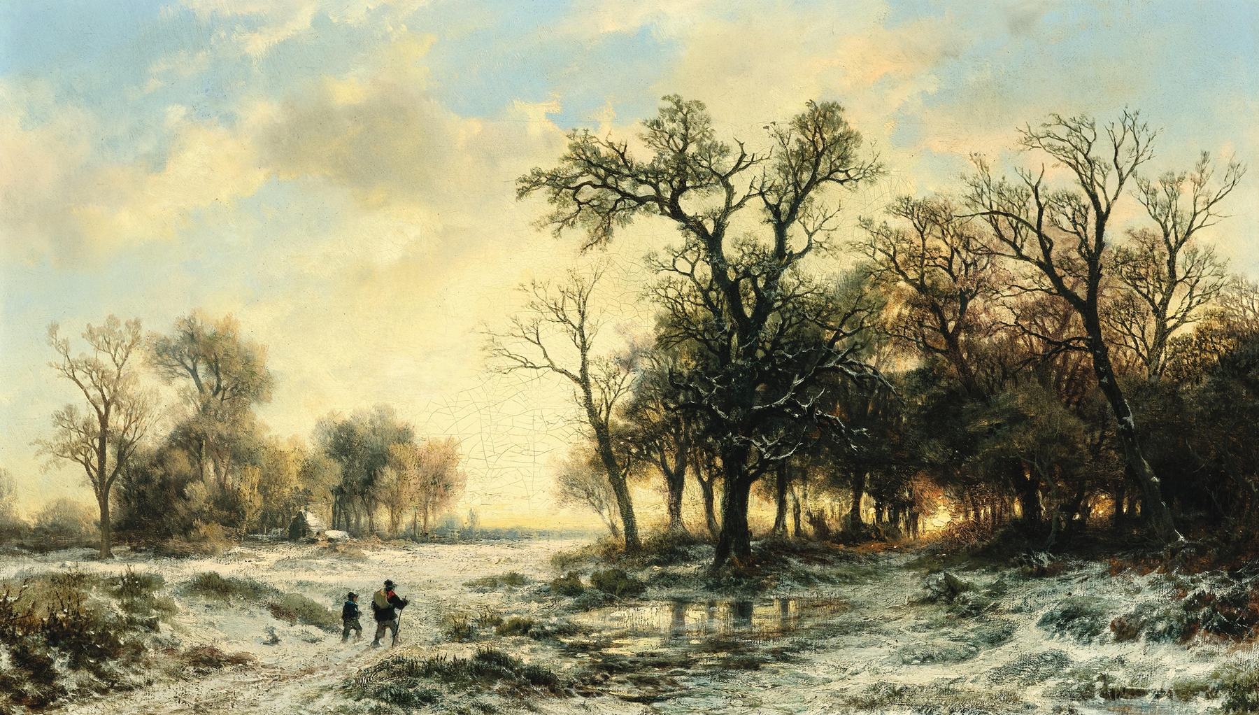 Returning Home at Dusk in Winter, by Remigius Adrianus van Haanen, public domain