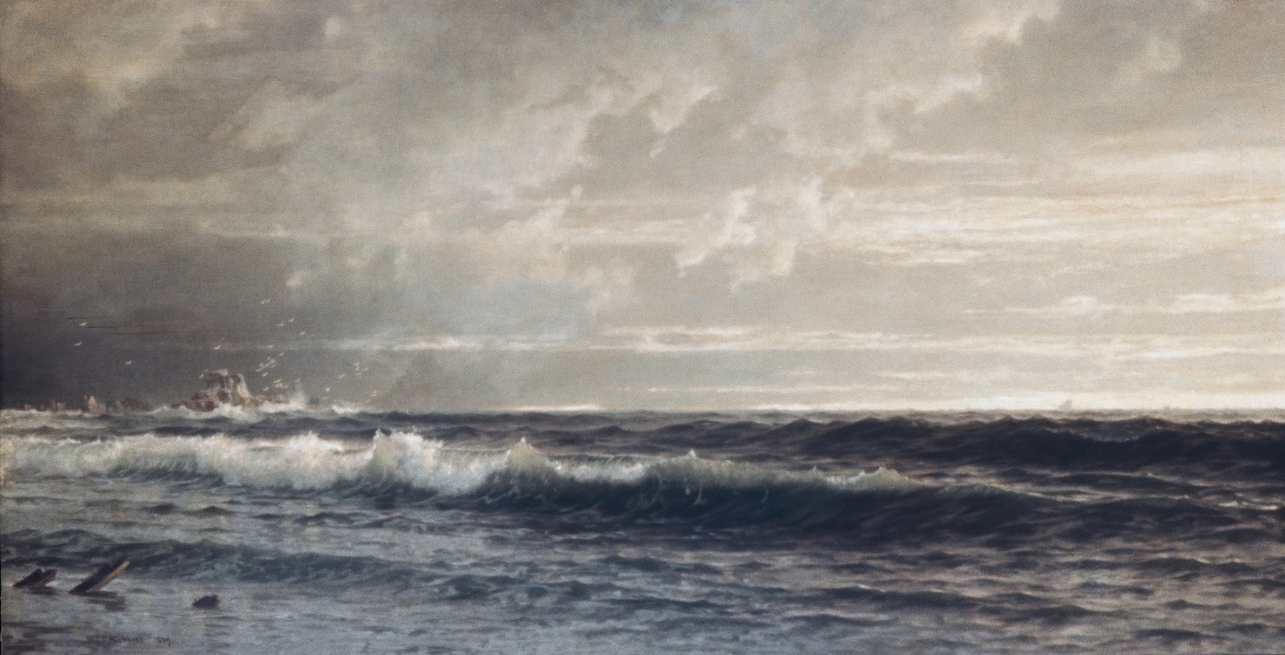 Marine scene of Cornwall by William Trost Richards, oil painting depicting the sea and sky
