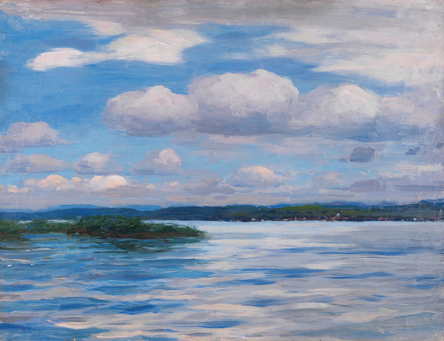Landscape with dramatic clouds, oil on canvas by Alexander Koester