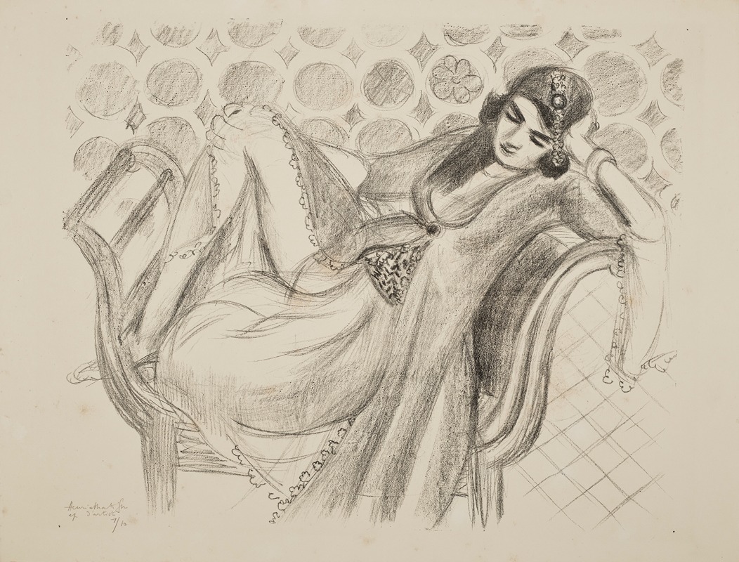 Henri Matisse's painting 'Repos sur la banquette' captures a serene moment of relaxation.