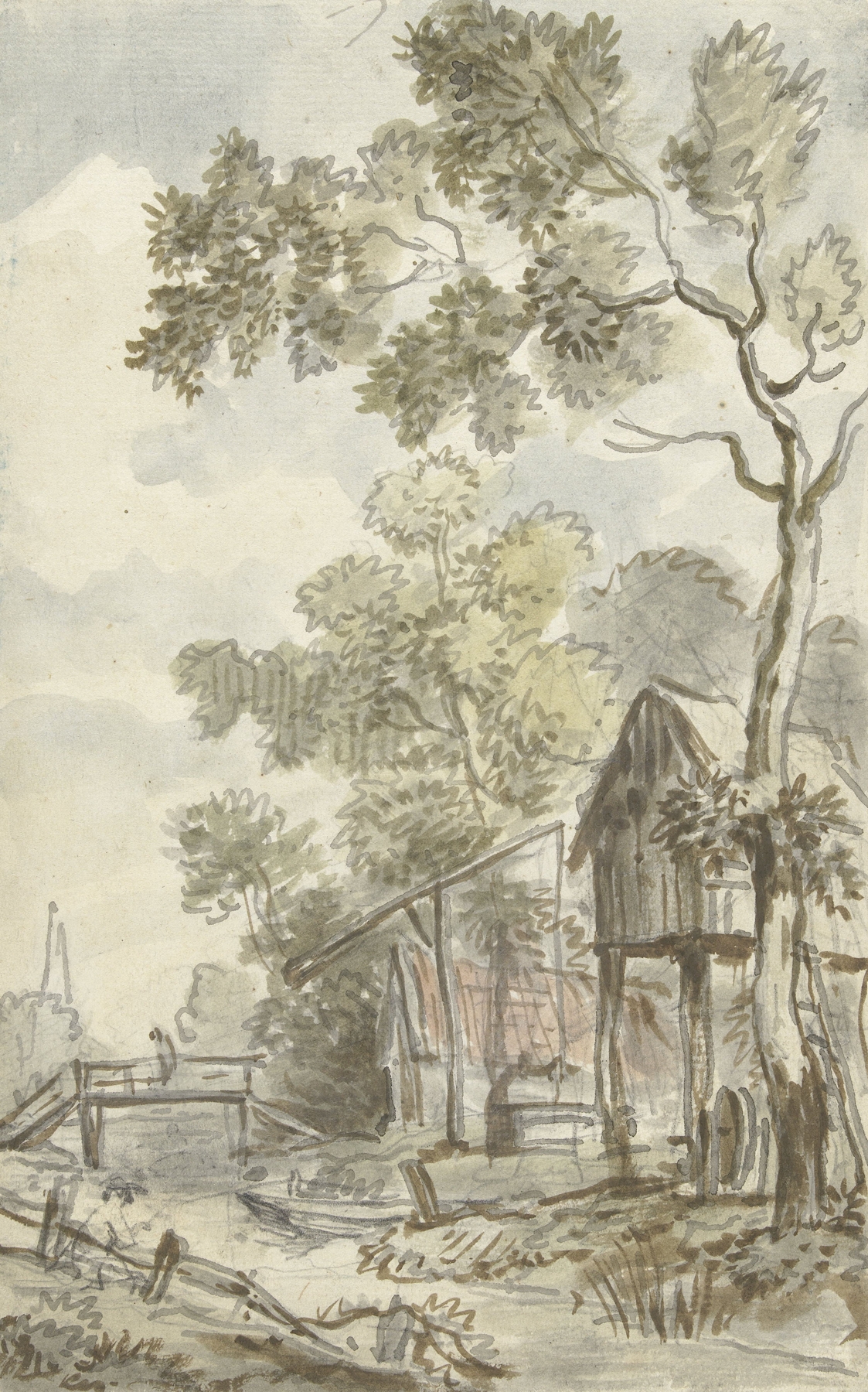 Ontwerp voor behangselschildering met Hollands landschap, by Jurriaan Andriessen, public domain