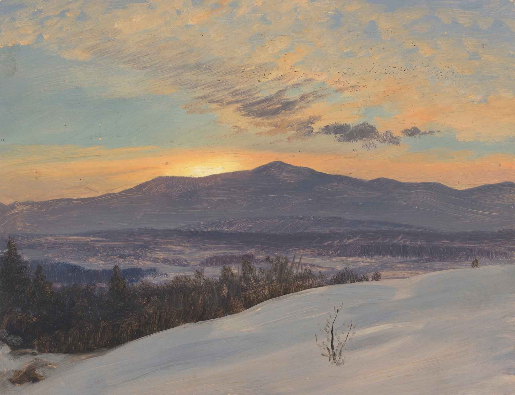 Sunset Across the Hudson Valley, Winter, by Frederic Edwin Church, public domain
