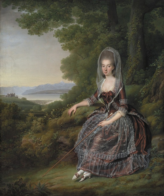Baroness Matilda Guiguer de Prangins is depicted in her park by Lake Geneva.