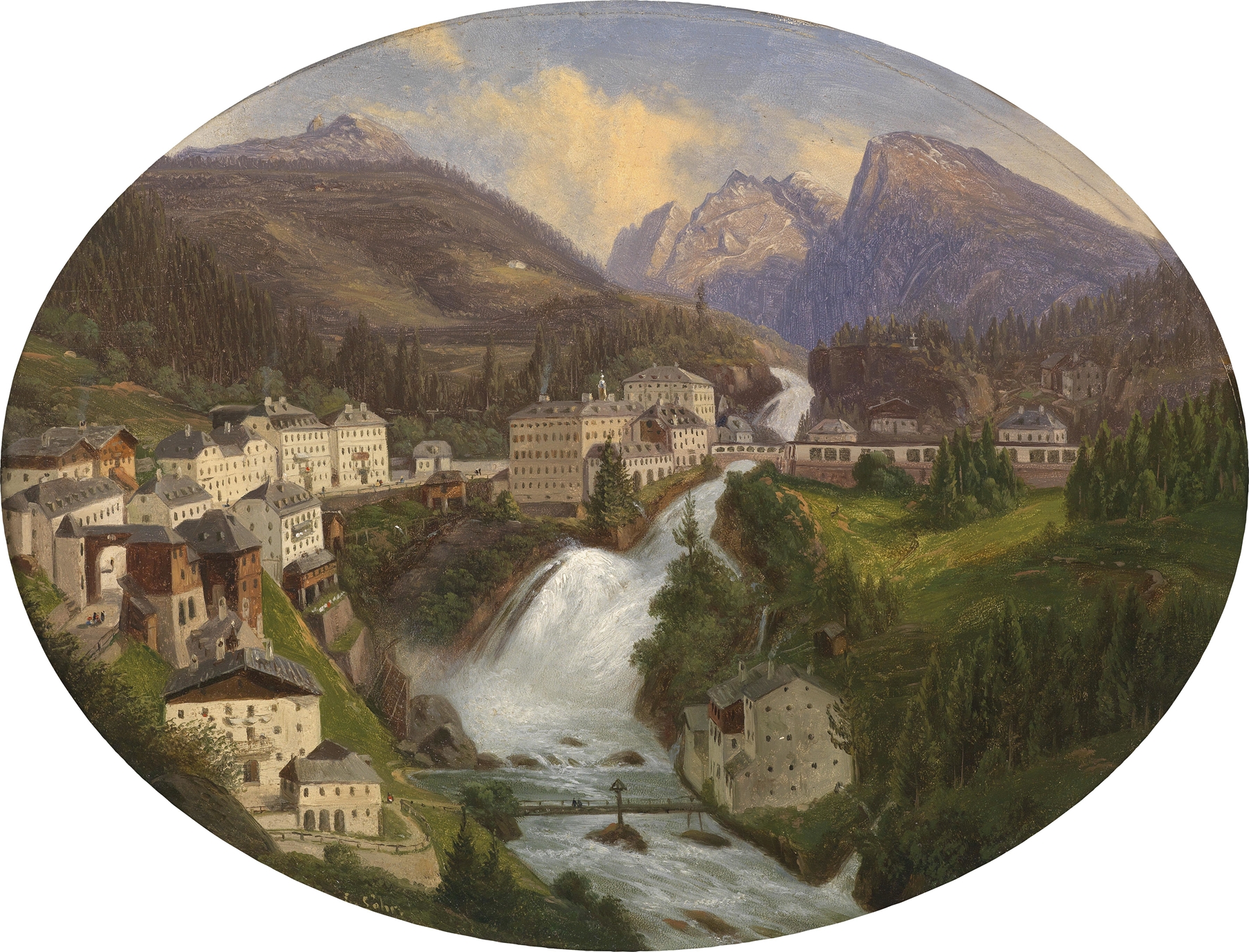 Landscape view of Bad Gastein, oil painting by Emil Ludwig Löhr