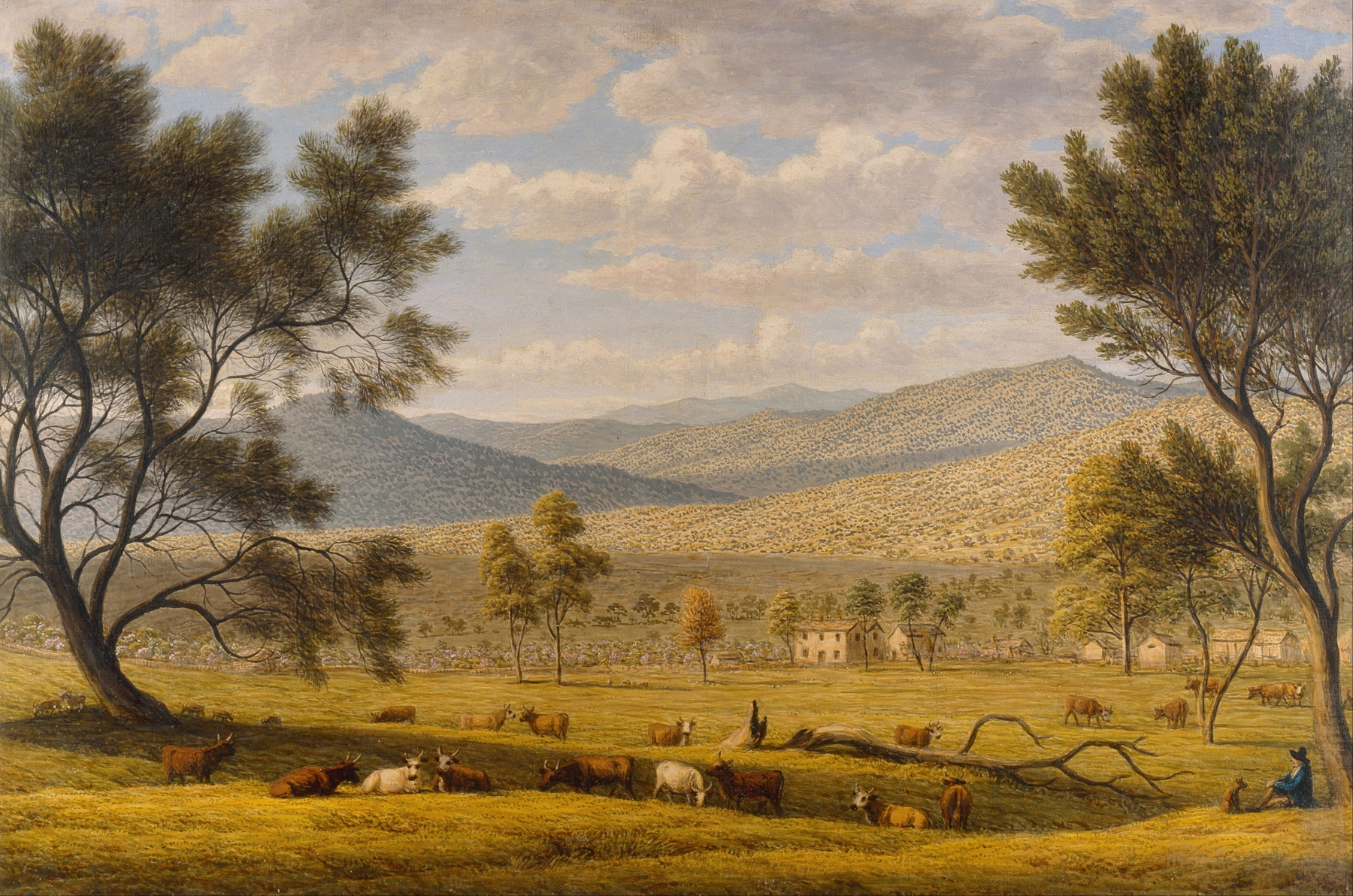 Pastoral landscape with sheep and stormy clouds, oil on canvas by John Glover