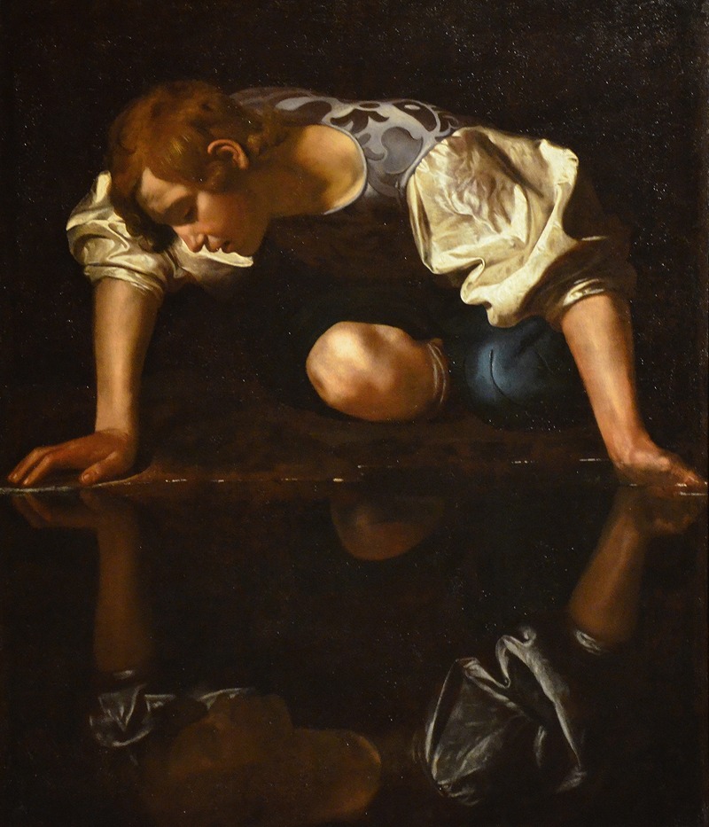 Narcissus, by Caravaggio, public domain