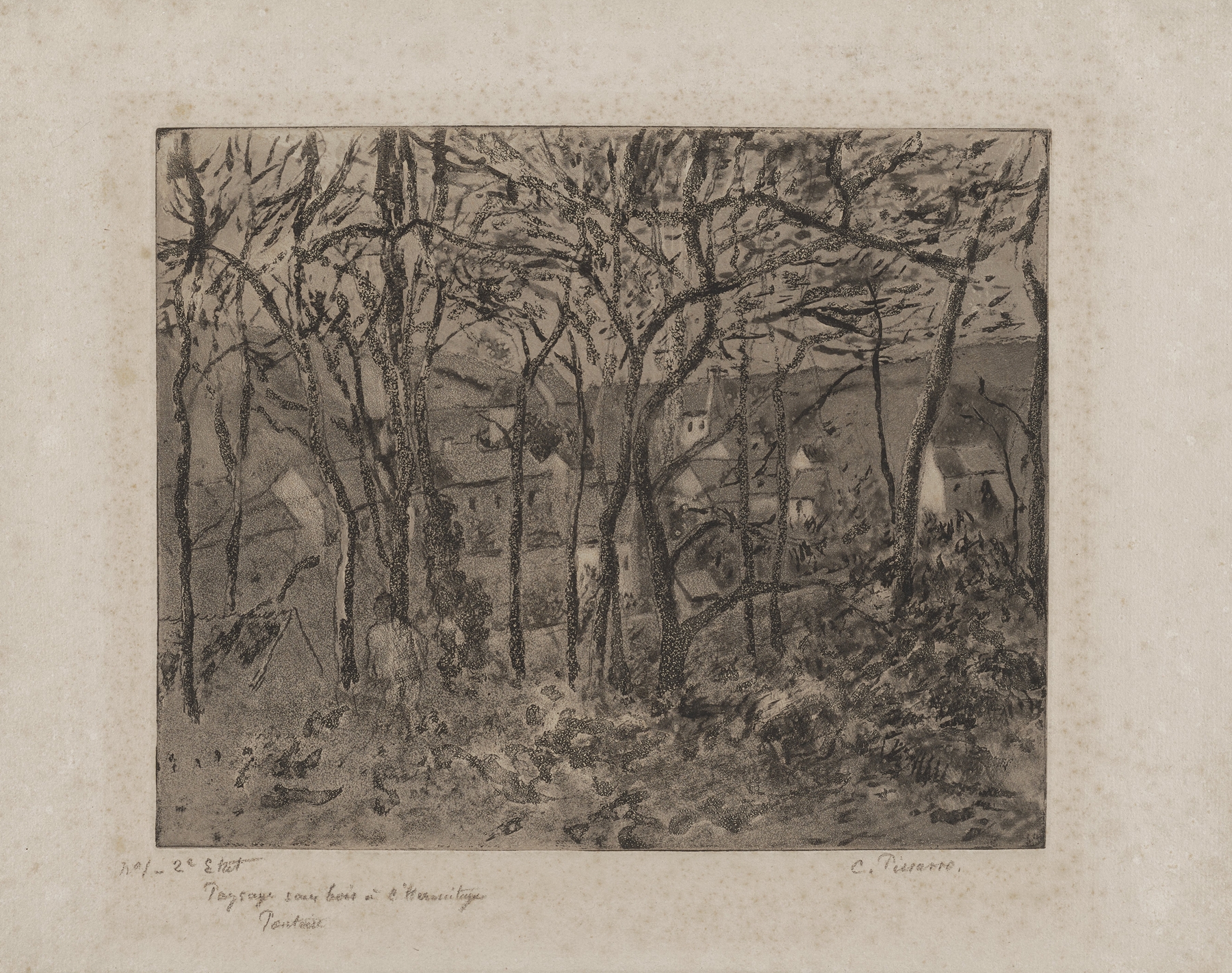 Wooded Landscape at the Hermitage, by Camille Pissarro, public domain