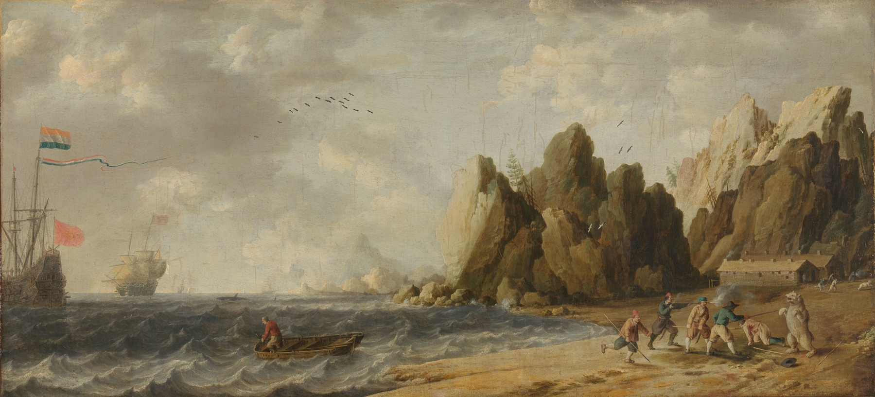 Marine scene of an inlet in southern Arctic waters by Bonaventura Peeters the Elder, oil painting.