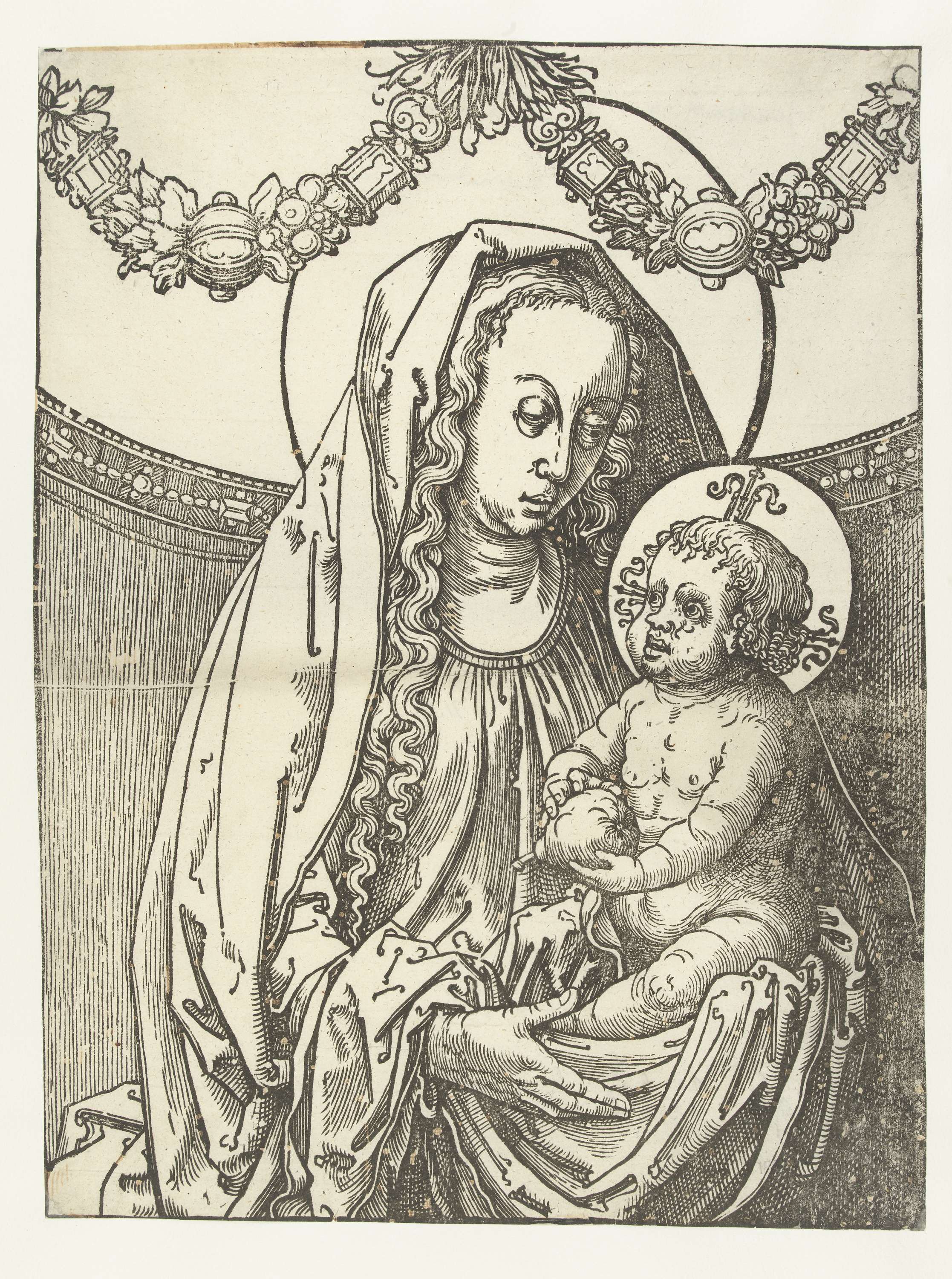 Maria met kind, by Lucas van Leyden, public domain