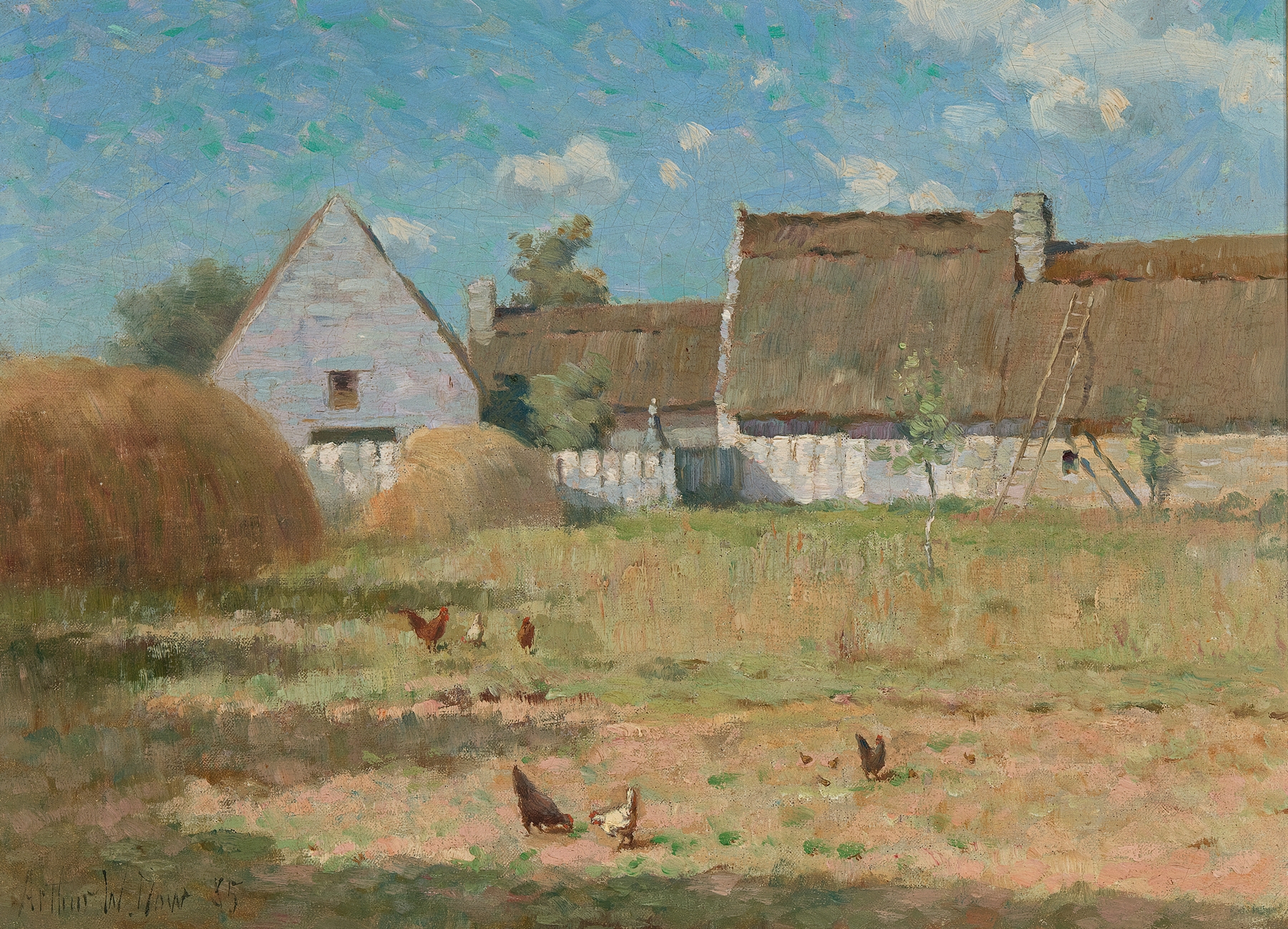 Brittany Farm by Arthur Wesley Dow, Impressionism, depicting a tranquil rural landscape