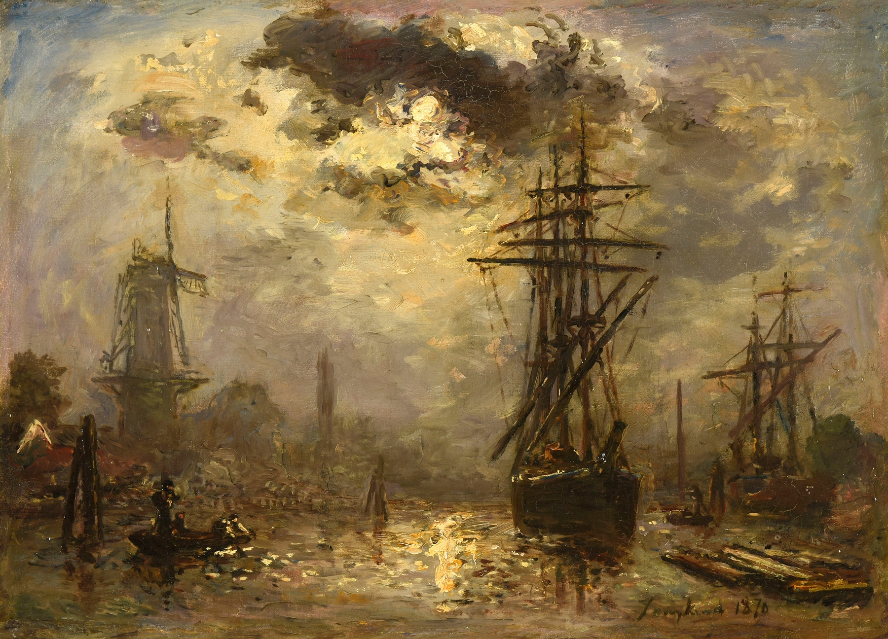 Les moulins de Rotterdam, by Johan Barthold Jongkind, public domain