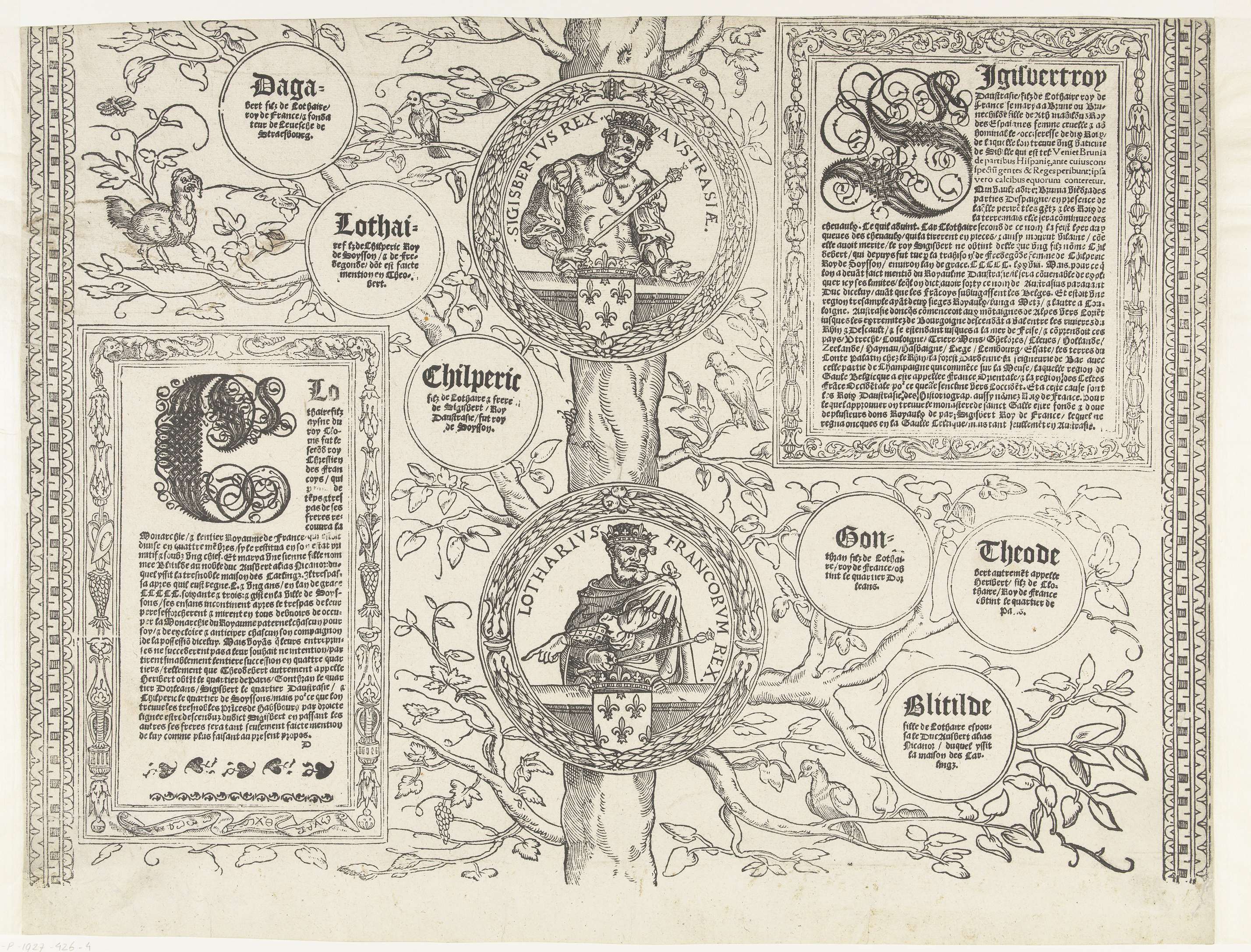 Genealogy chart on paper by Robert Péril, depicting the Habsburg family tree