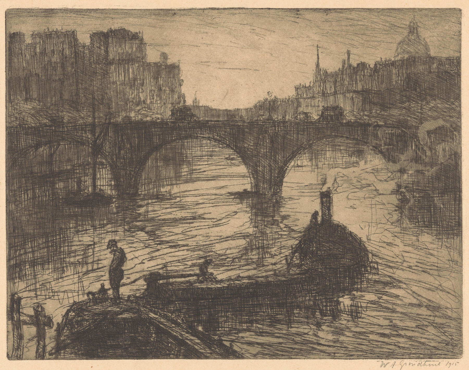 Brug over de Theems in Londen by Willem Adrianus Grondhout, impressionism