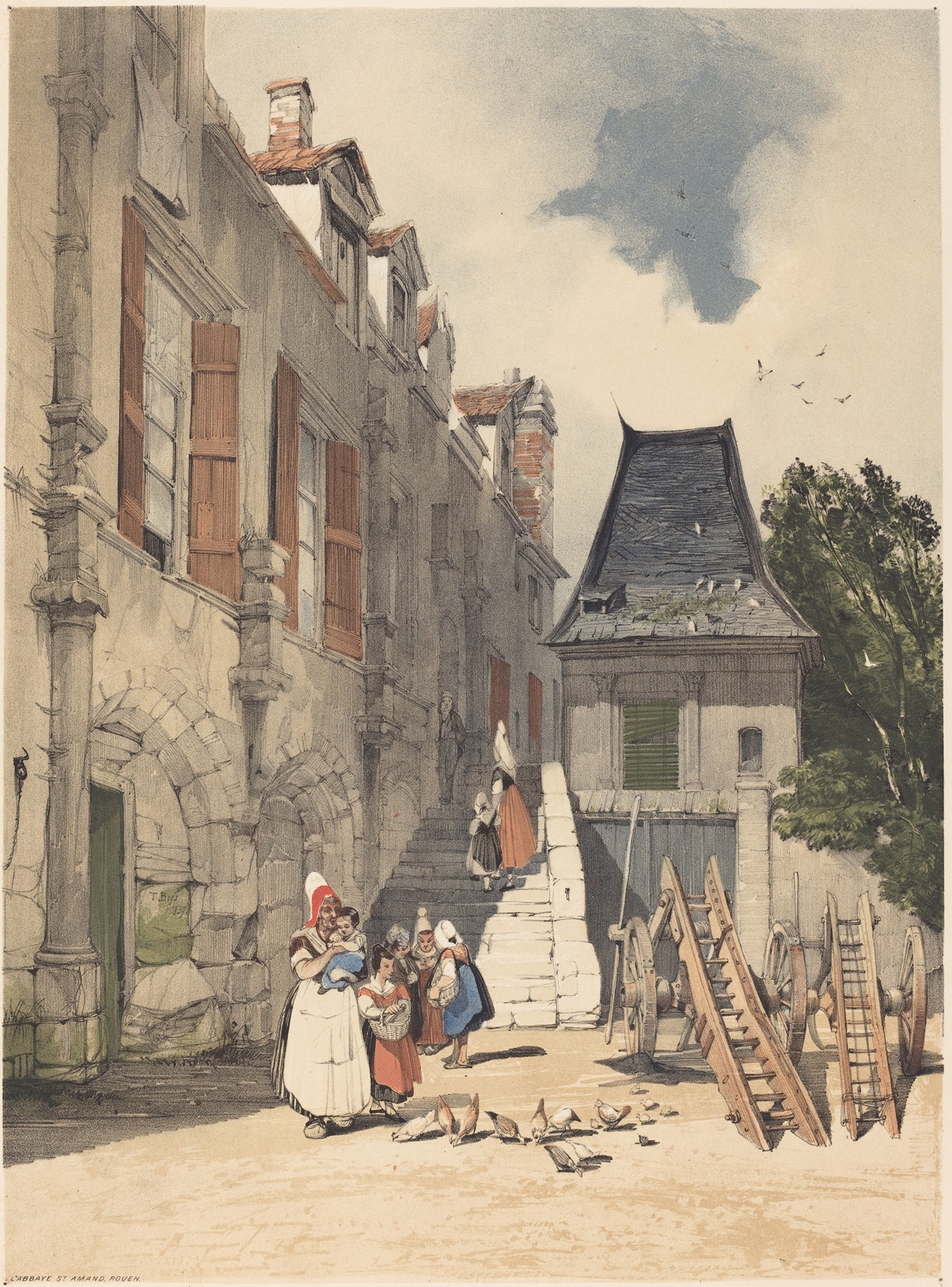 L’Abbaye St. Amand, Rouen by Thomas Shotter Boys, oil painting depicting serene architecture