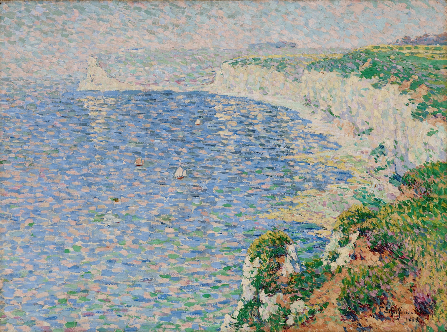 A view of cliffs and sea in oil on canvas by Claude Emile Schuffenecker