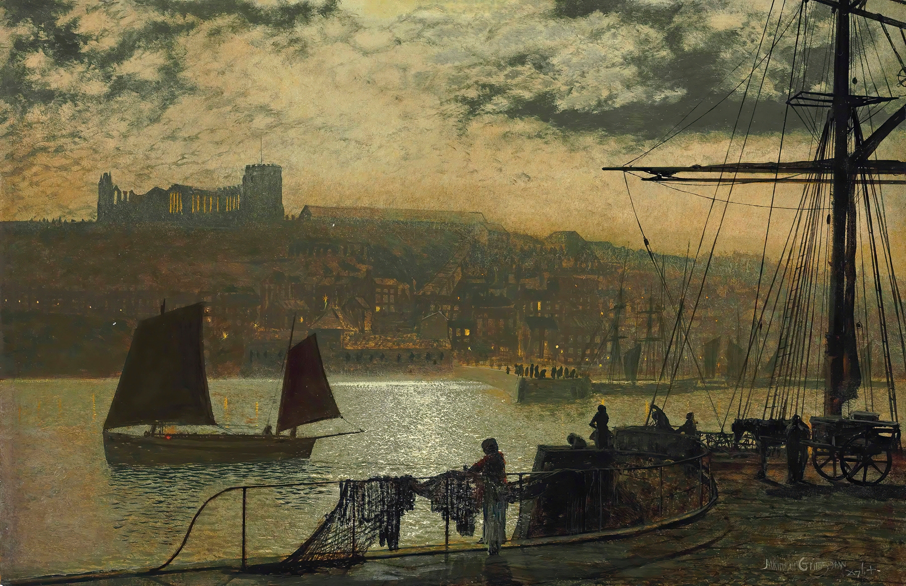 Whitby Abbey And Church, by John Atkinson Grimshaw, public domain