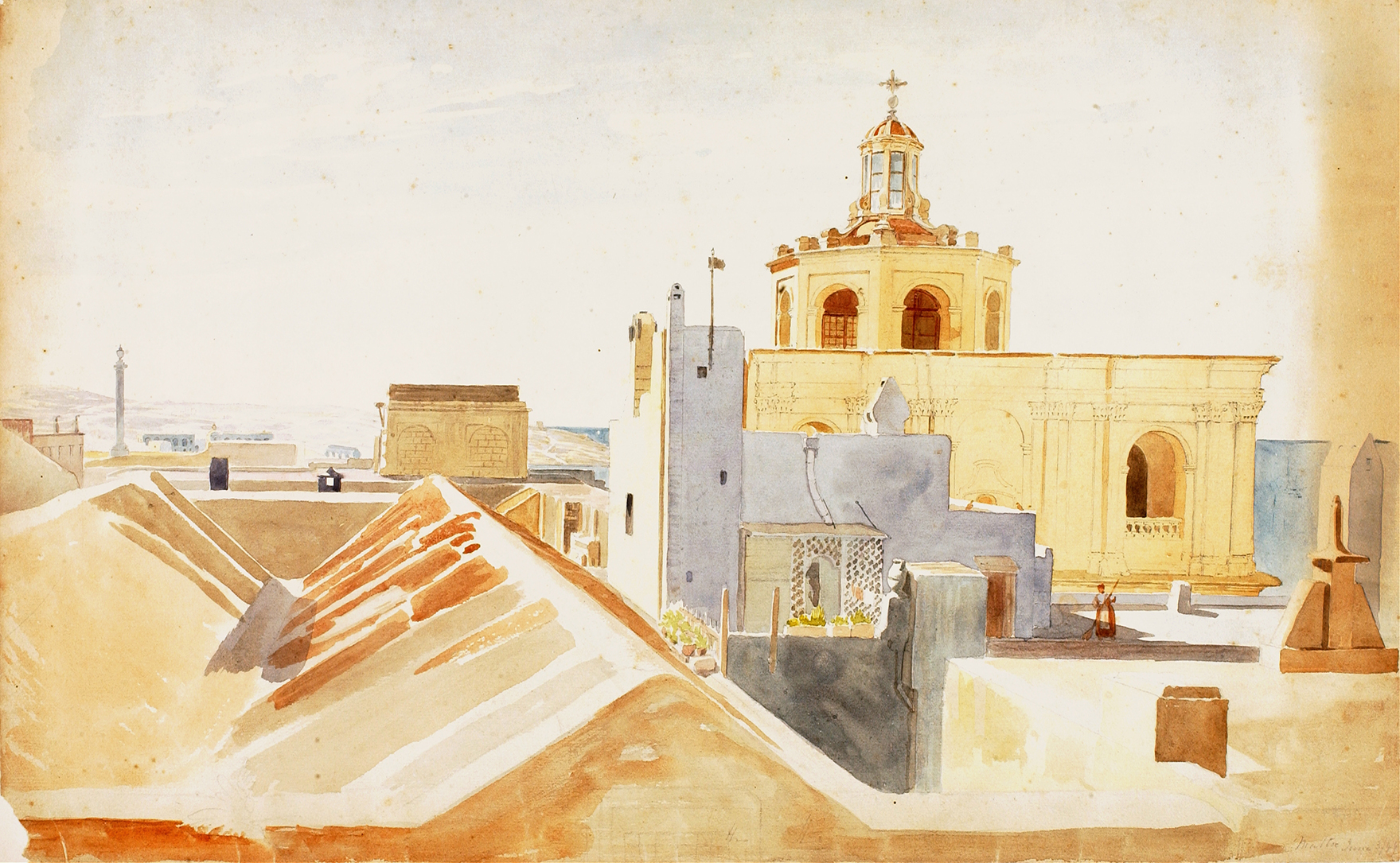 Marine scene depicting Malta by Miner Kilbourne Kellogg, oil painting