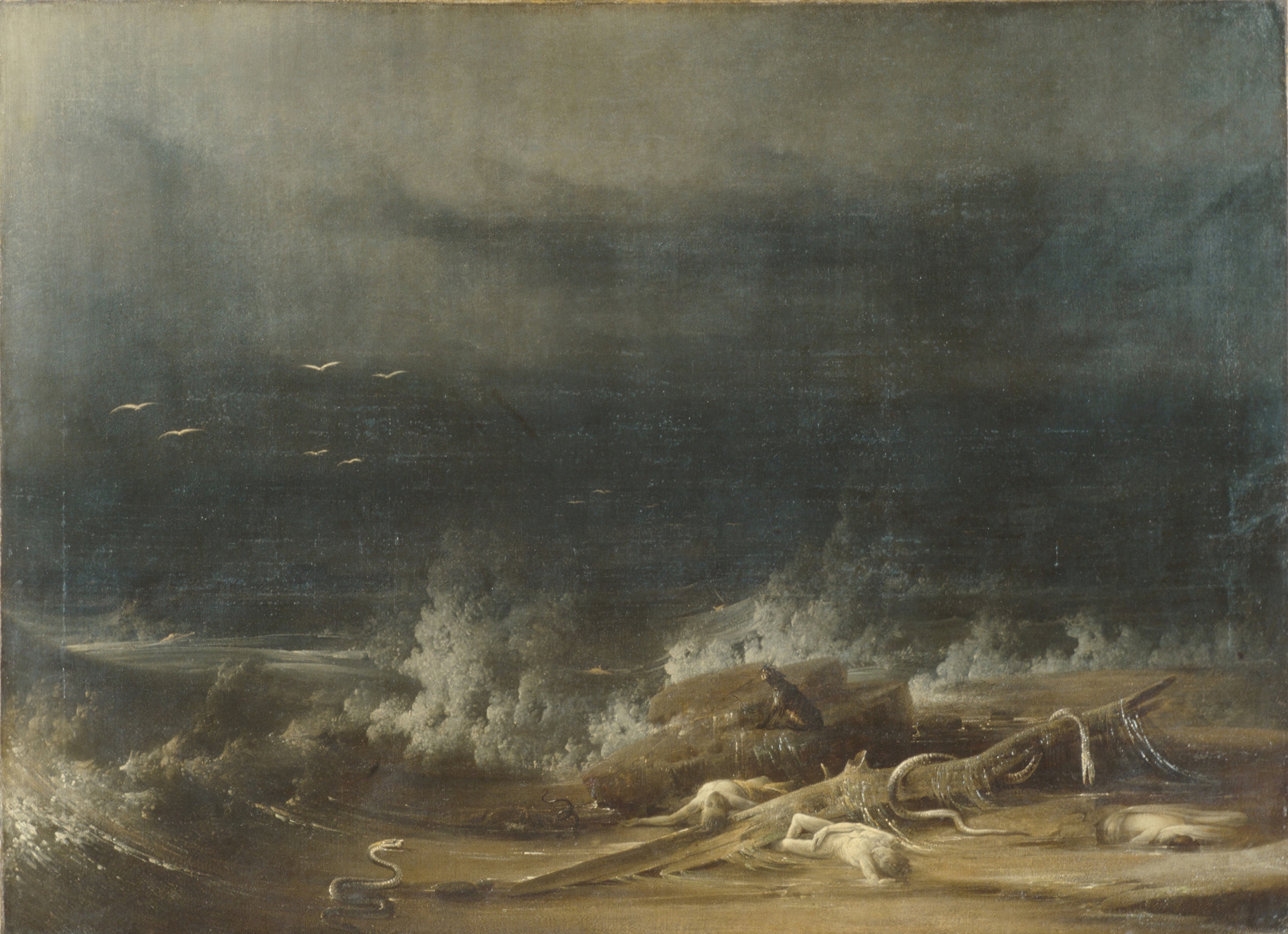 The Deluge towards Its Close, oil painting by Joshua Shaw, depicting a stormy landscape.