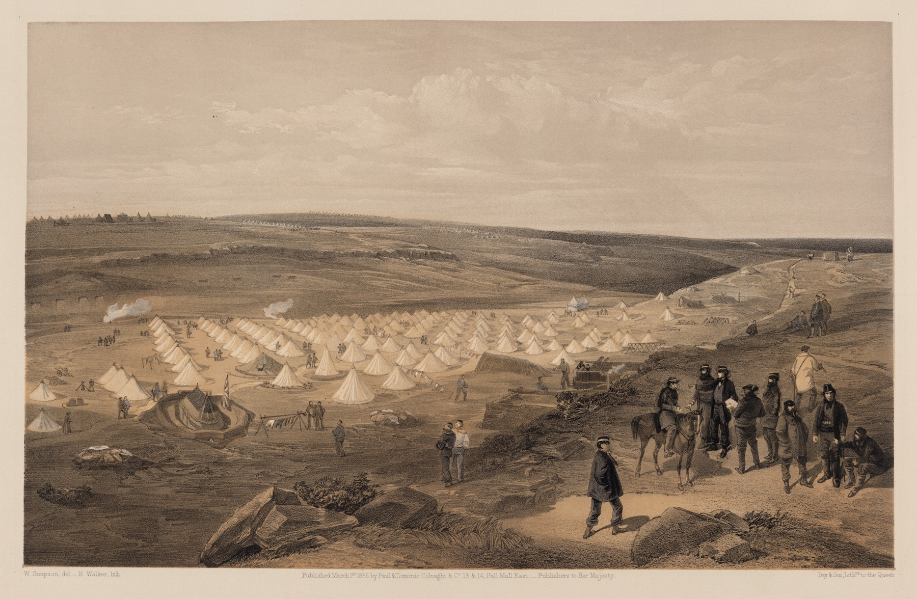 Camp of the naval brigade, before Sebastopol, by William Simpson, public domain