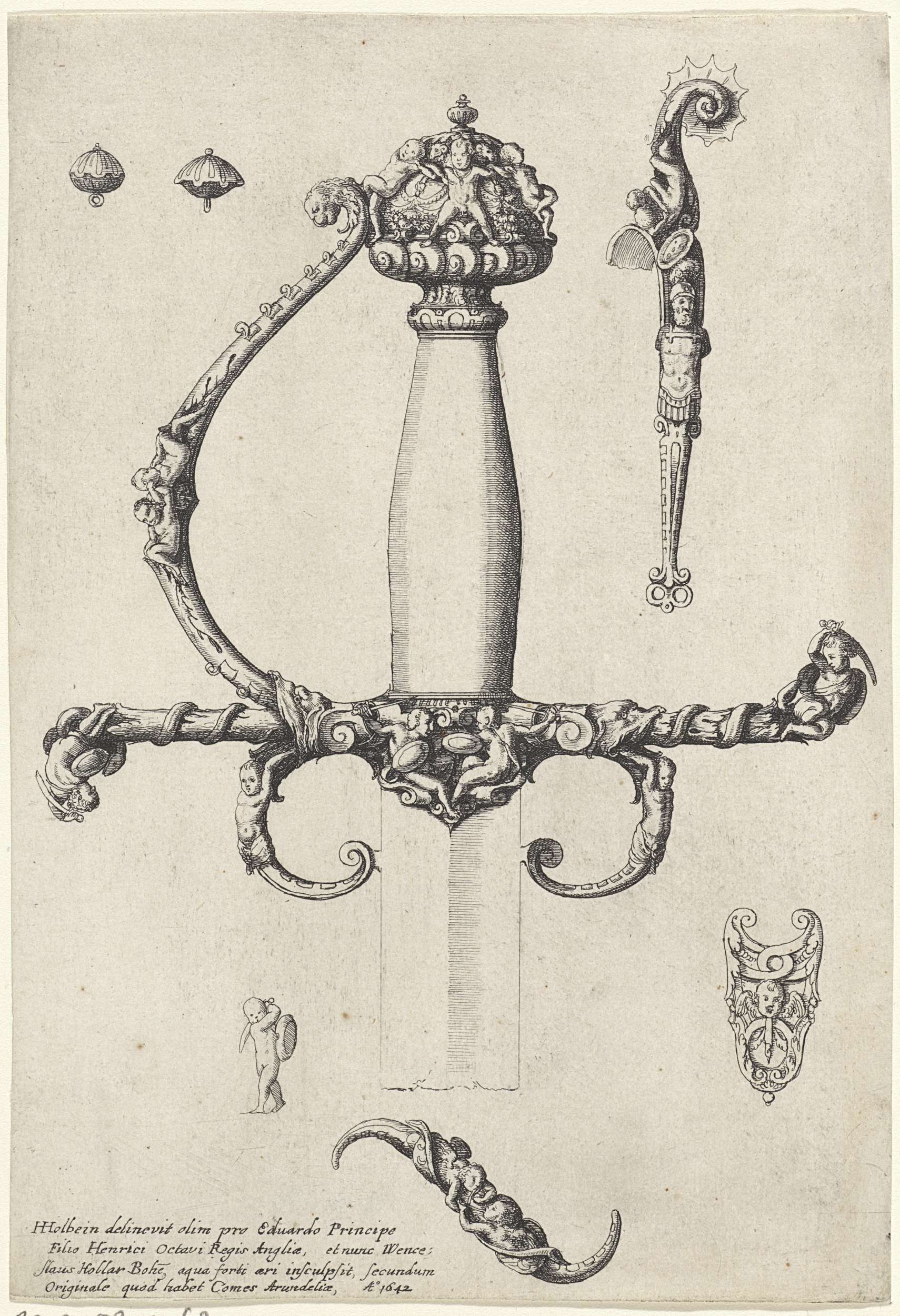 Ornamenteel ontwerp voor een zwaardheft, by Wenceslaus Hollar, public domain