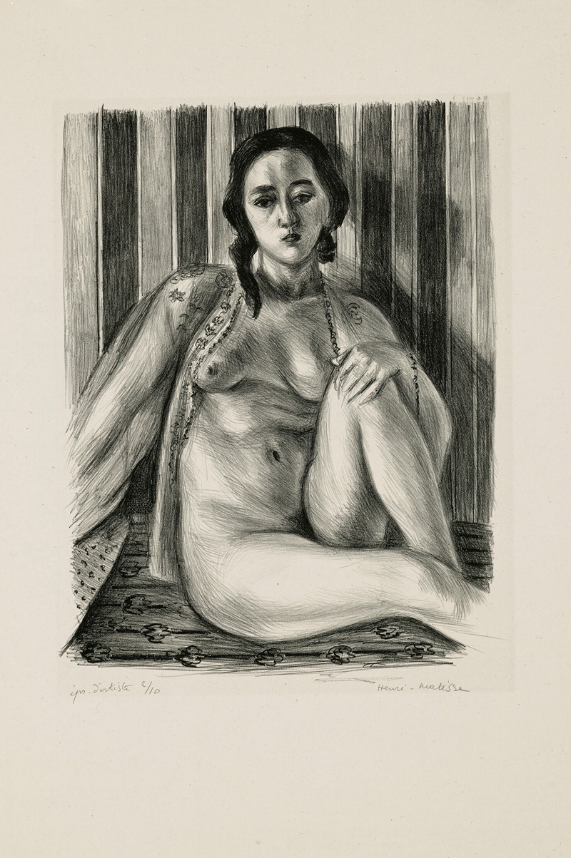 Henri Matisse's 'Nu assis à la chemise de tulle' features a seated nude figure draped in delicate fabric.