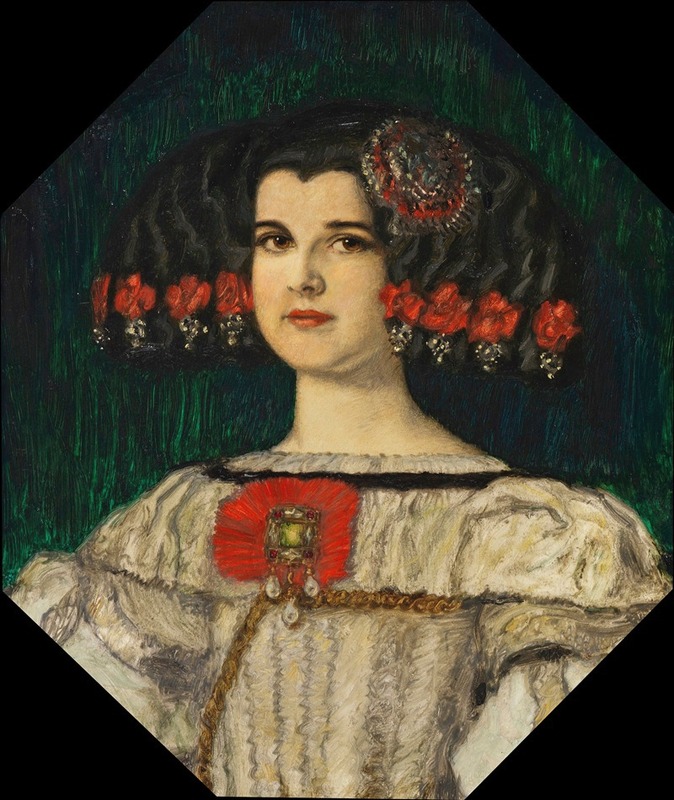 Franz von Stuck's 'Meine Tochter Mary im Velázquez-Kostüm' features a young girl in a historical costume.