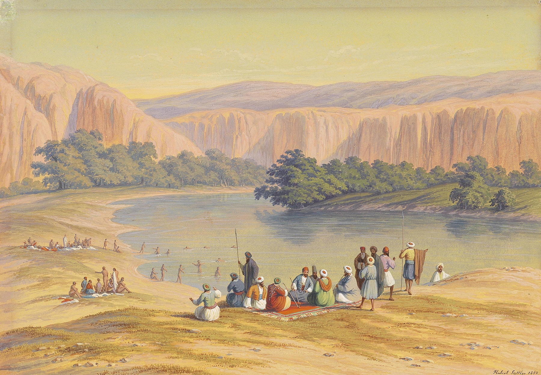 Badeszene, by Hubert Sattler, public domain