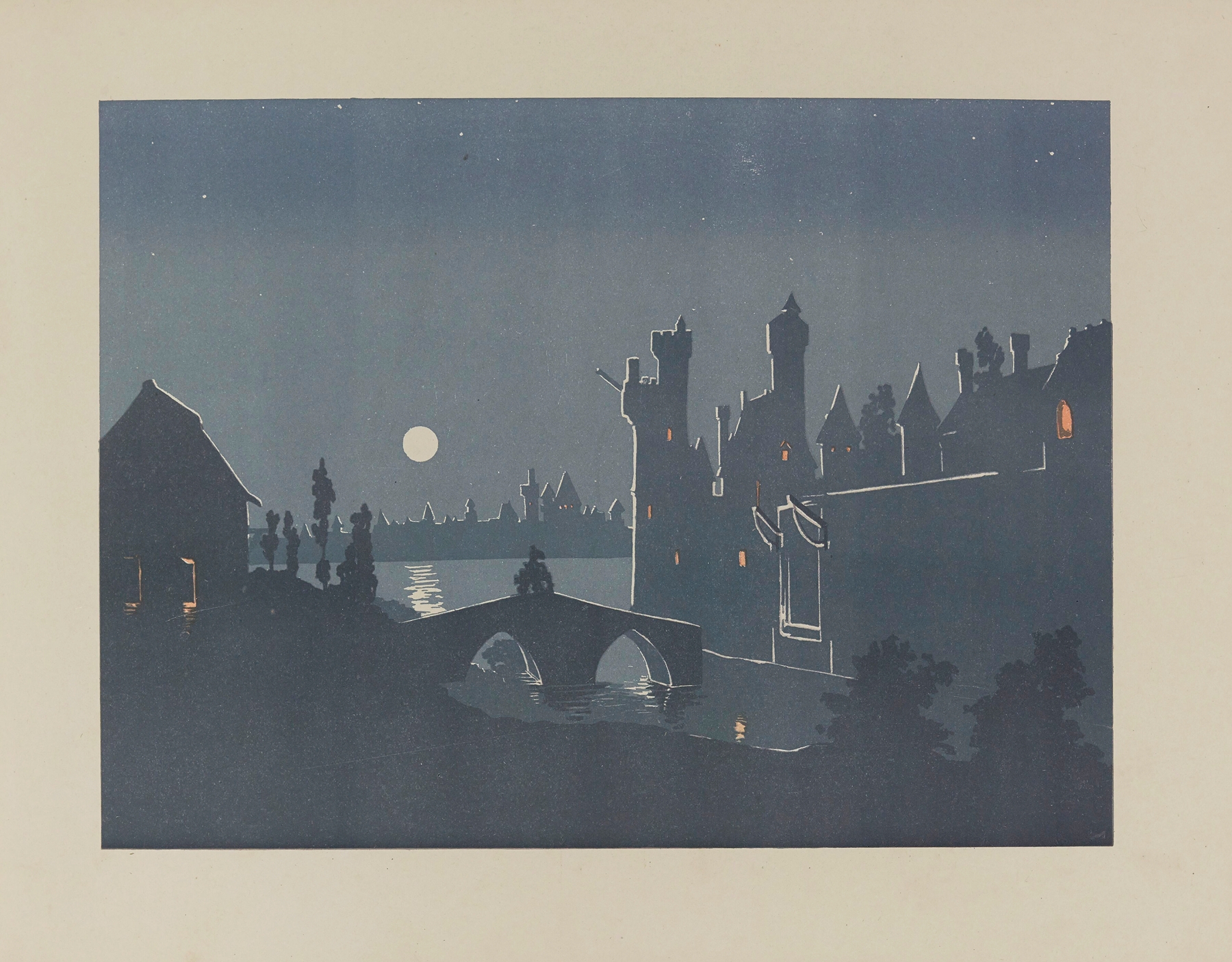 La Tour de Nesle by Henri-Eugène Callot, unknown medium, featuring a towering structure with golden light.