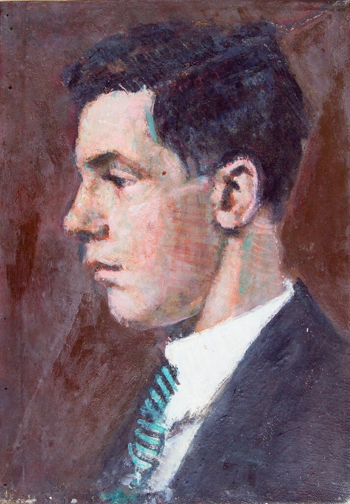 Figurative oil painting by Denman Waldo Ross featuring gold and amber hues