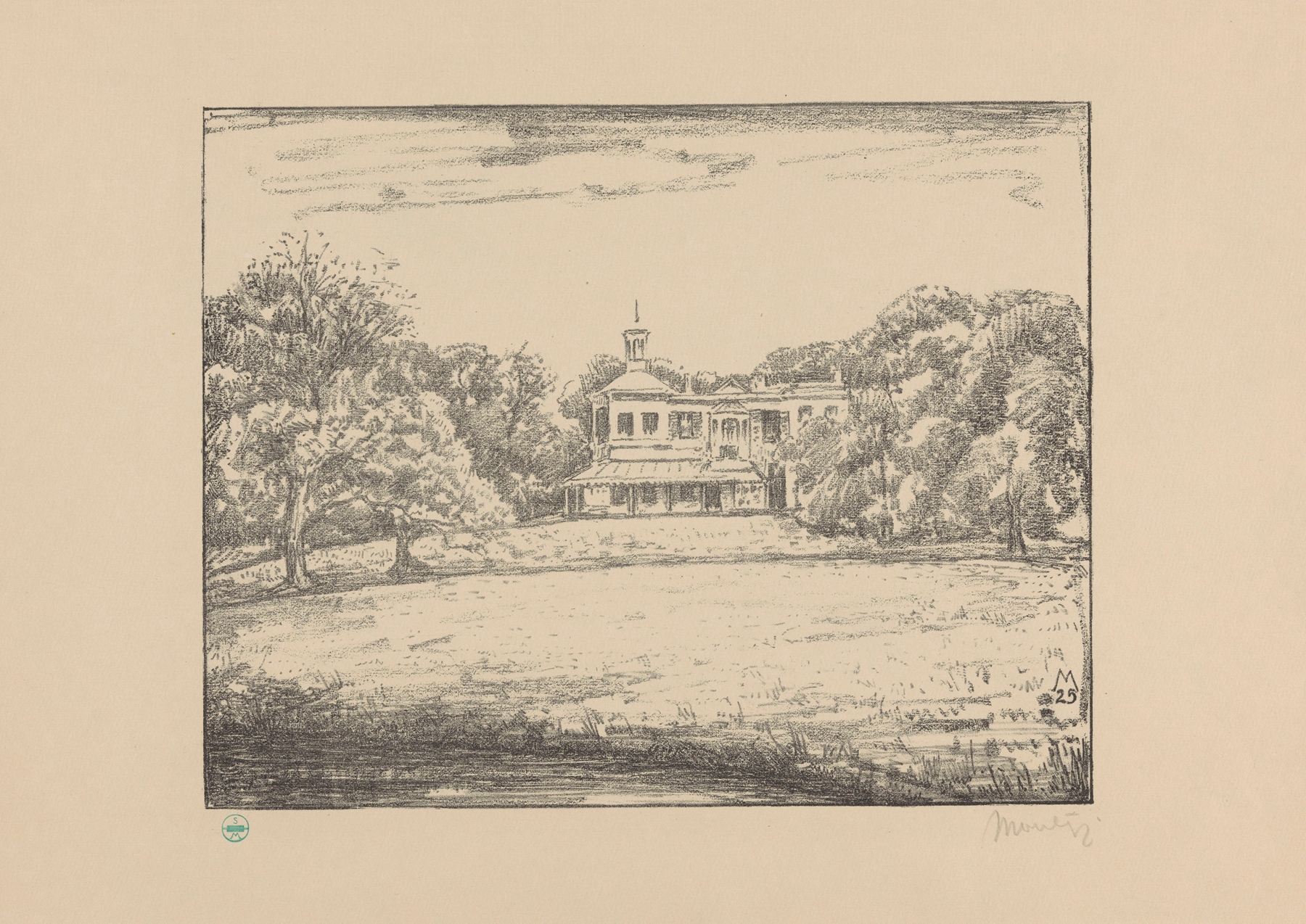 Gezicht op het landhuis van landgoed Ockenburgh Ockenburgh, by Simon Moulijn, public domain