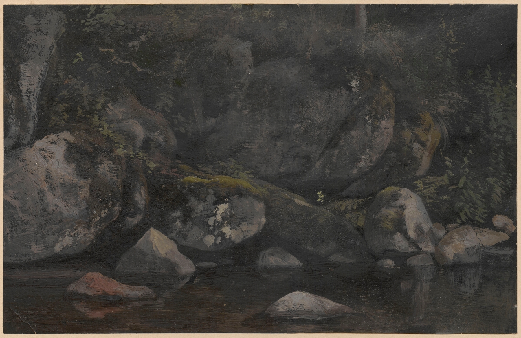Rocky slope with a stream, oil on canvas by Adolf Dressler