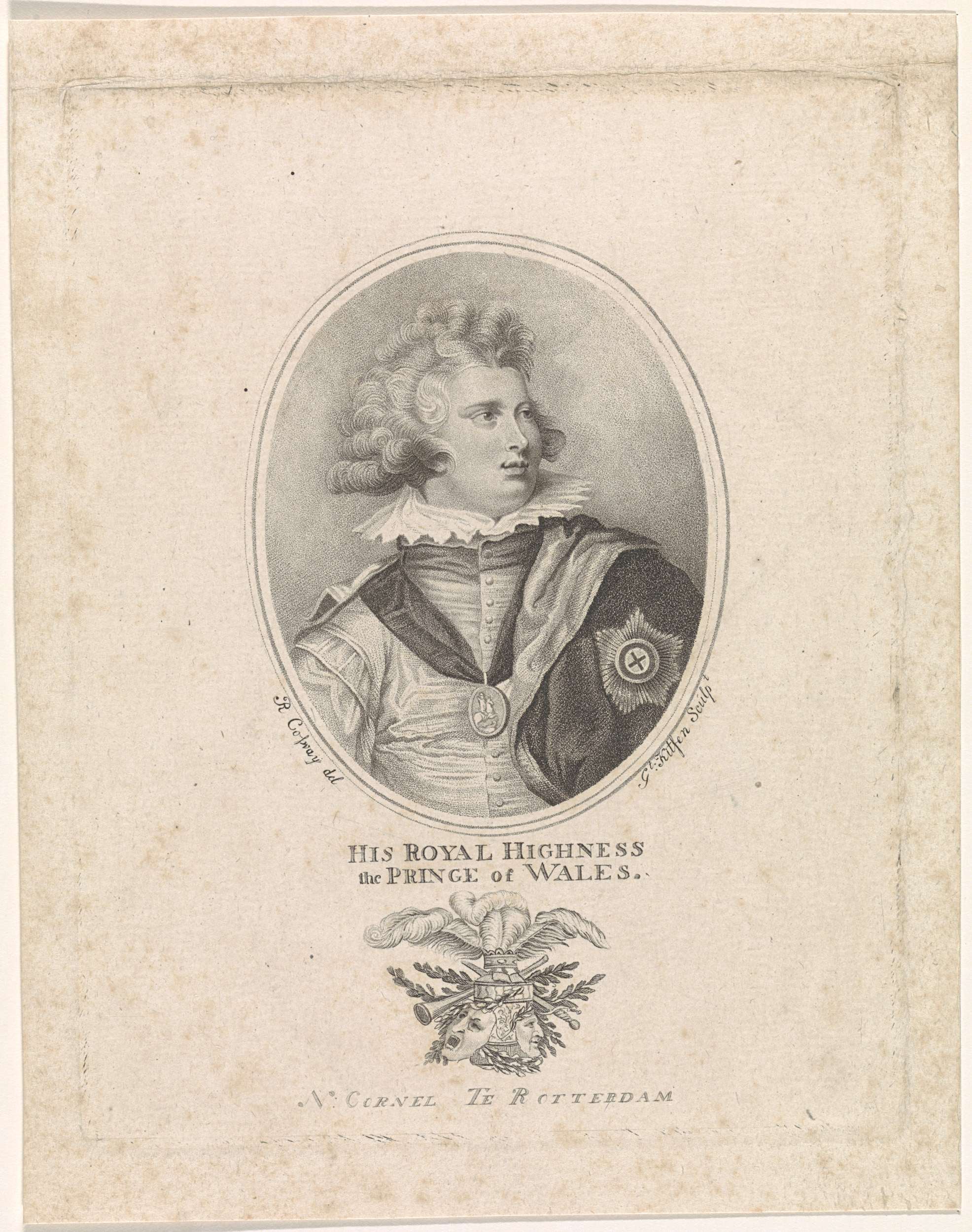 Engraving of George IV in regal attire by Govert Kitsen