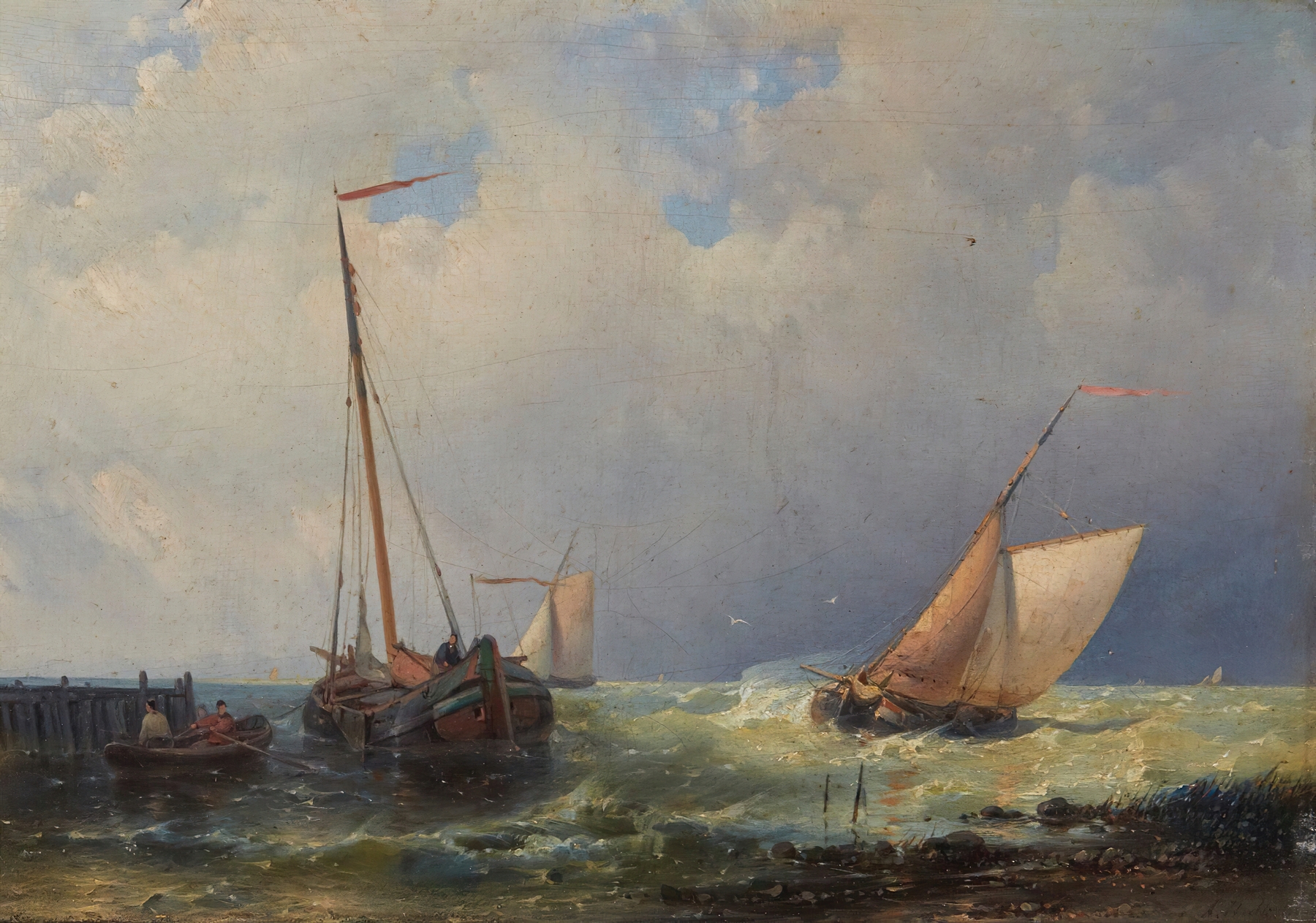 Landscape oil painting by Abraham Hulk depicting horizon, water, and gentle breeze